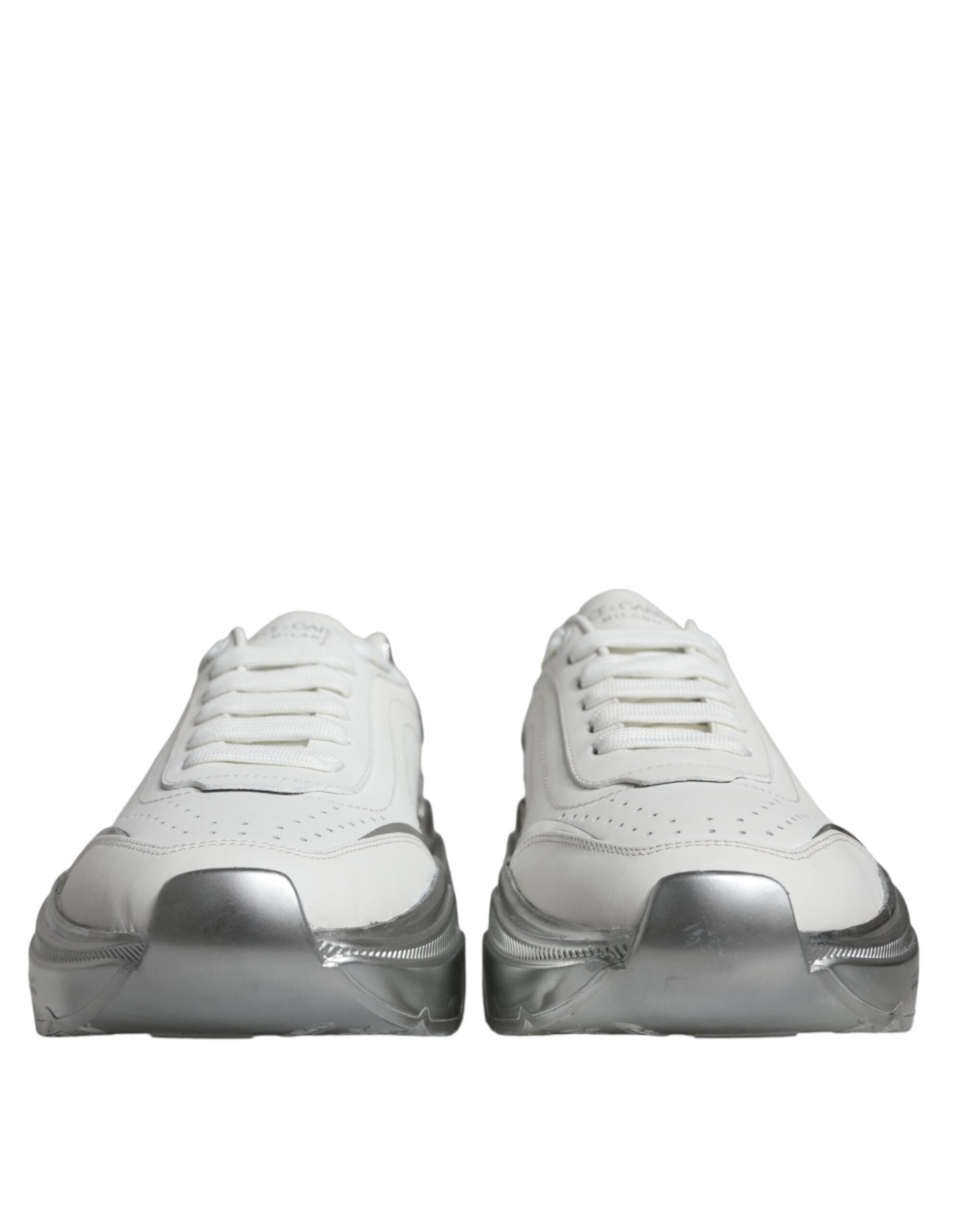 Dolce & Gabbana White Silver Daymaster Low Top Sneakers Shoes