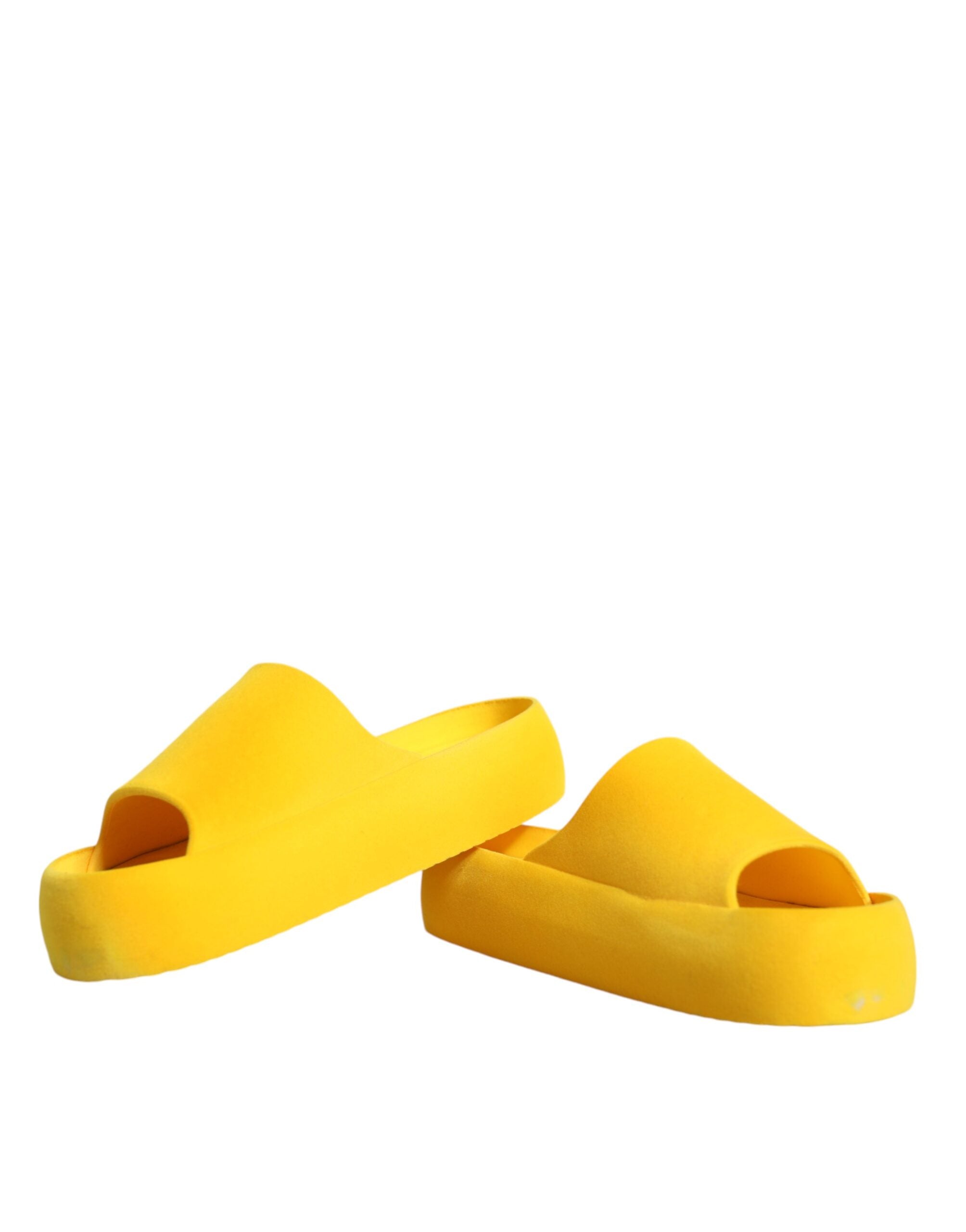 Dolce & Gabbana Yellow Rubber Slides Sandals Beachwear Shoes