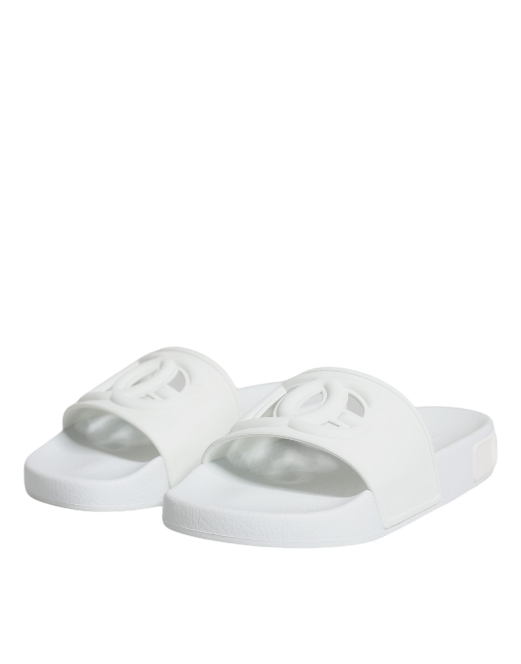 Dolce & Gabbana White Rubber Slides Sandals Beachwear Shoes