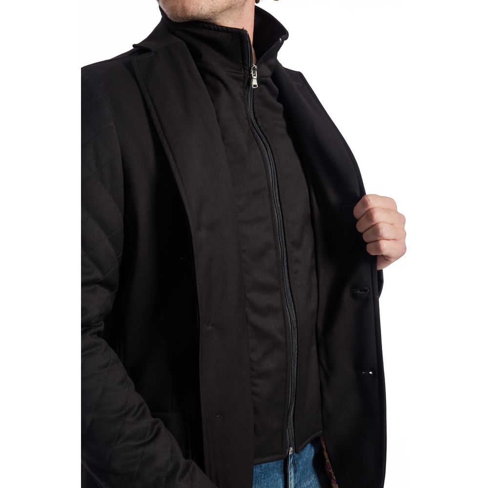 Roberto Pepe Luxury Black Viscose Men Jacket