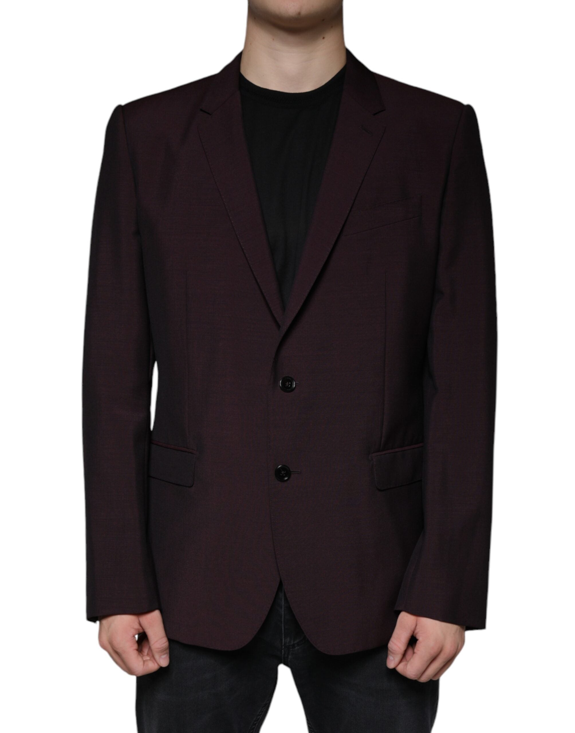 Dolce & Gabbana Bordeaux Wool Single Breasted Dress Blazer