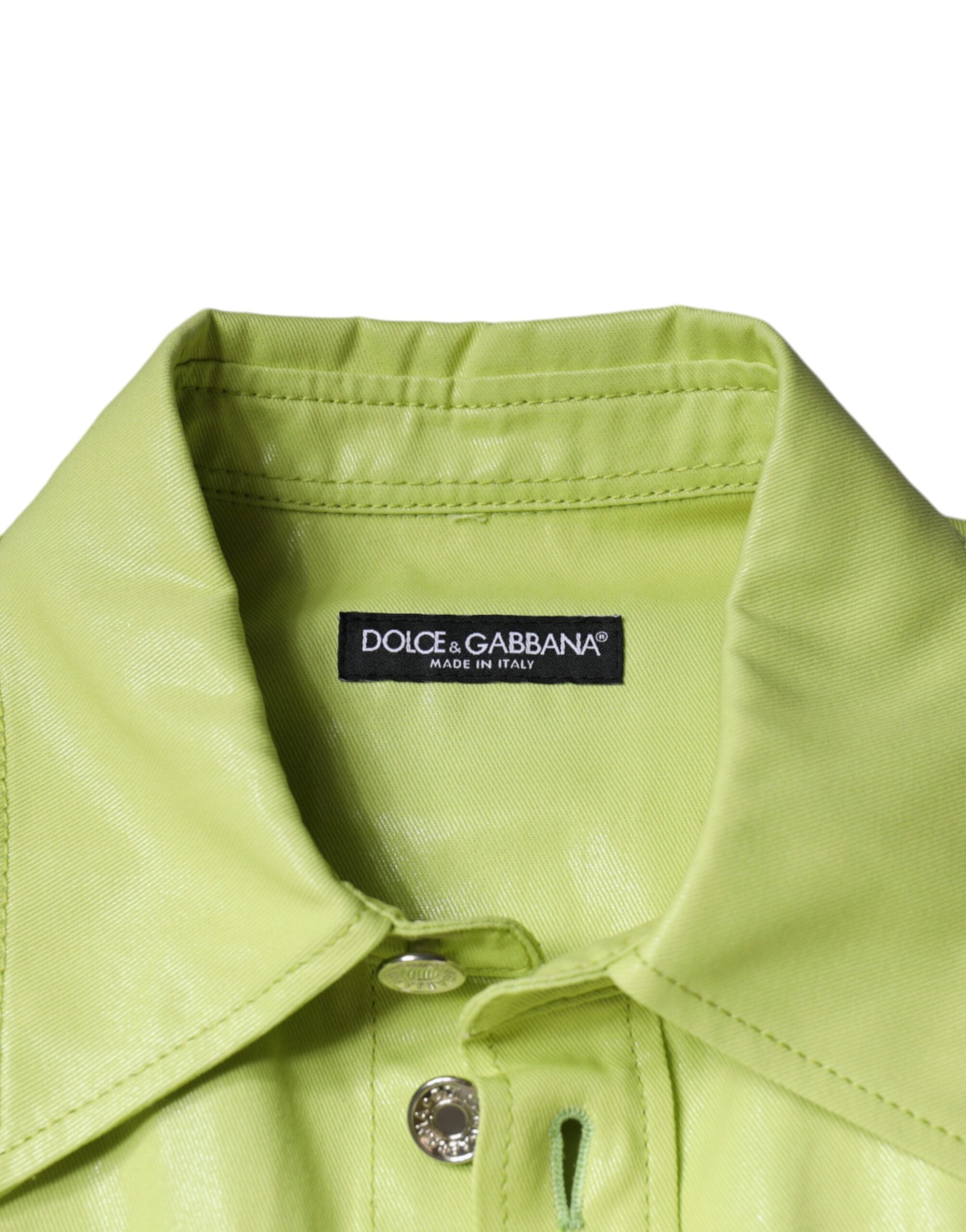 Dolce & Gabbana Green Cotton Collared Men Button Down Shirt