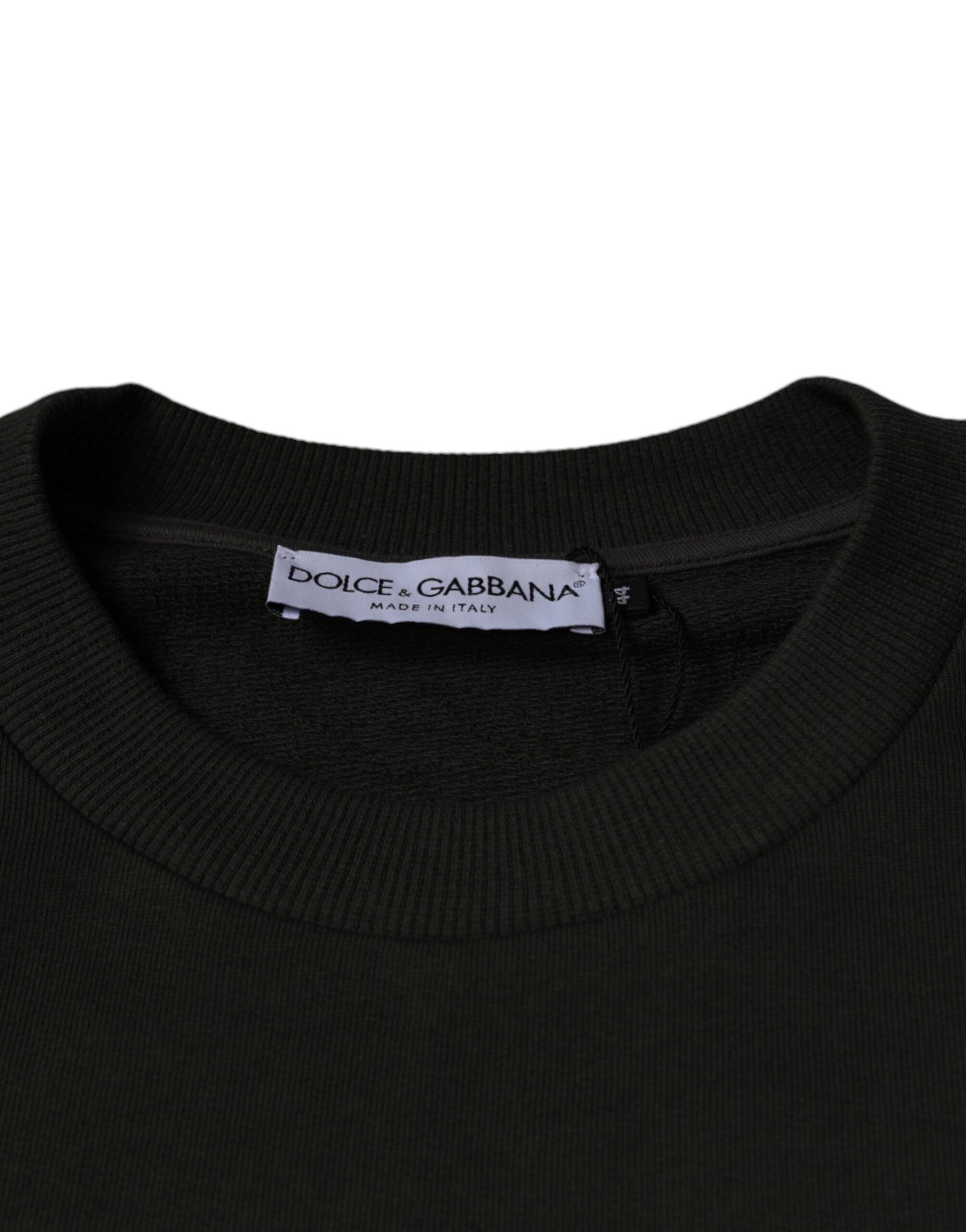 Dolce & Gabbana Army Green DG Crown Crew Neck Pullover Sweater