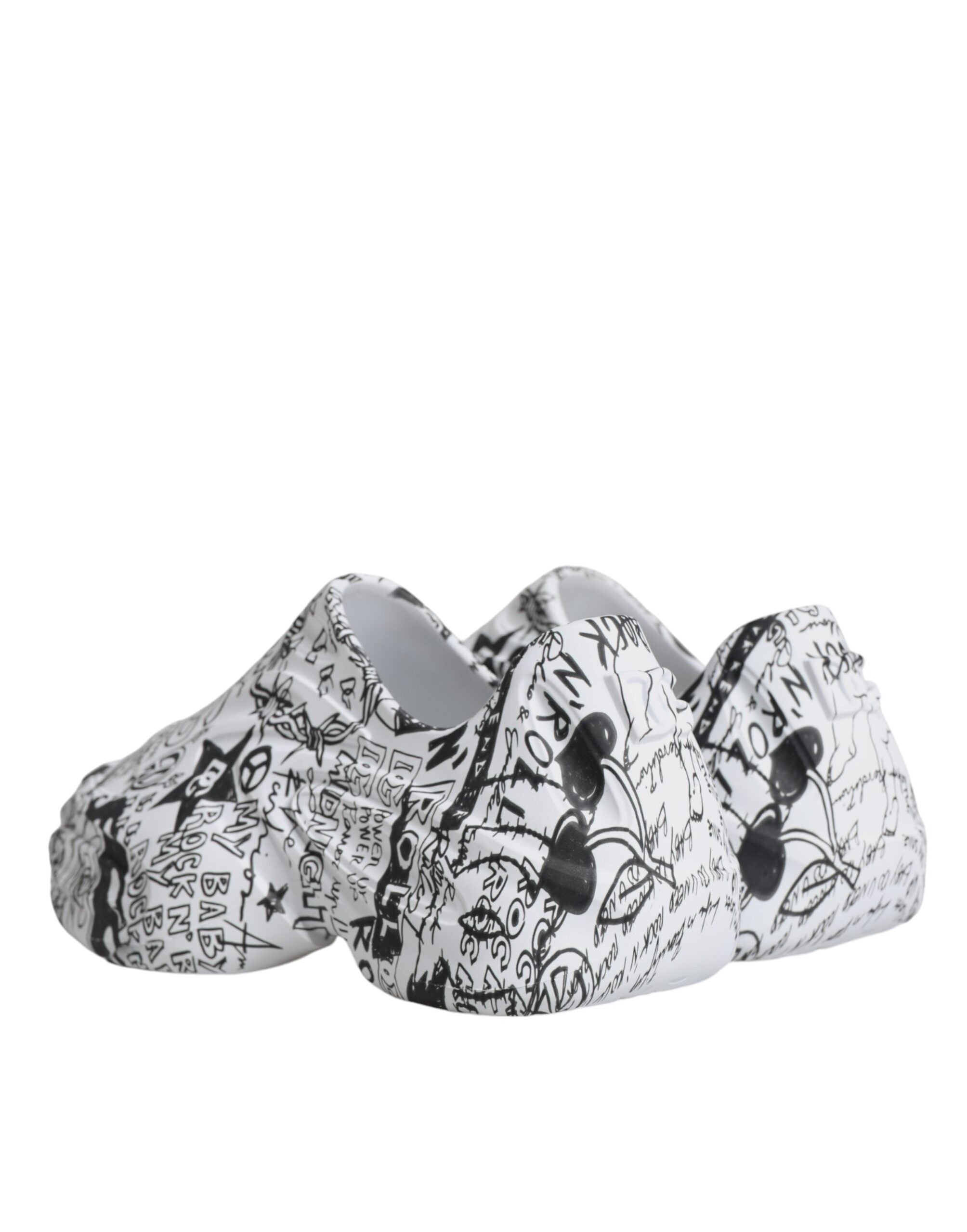 Dolce & Gabbana White Black Graffiti Daymaster Sneakers Shoes