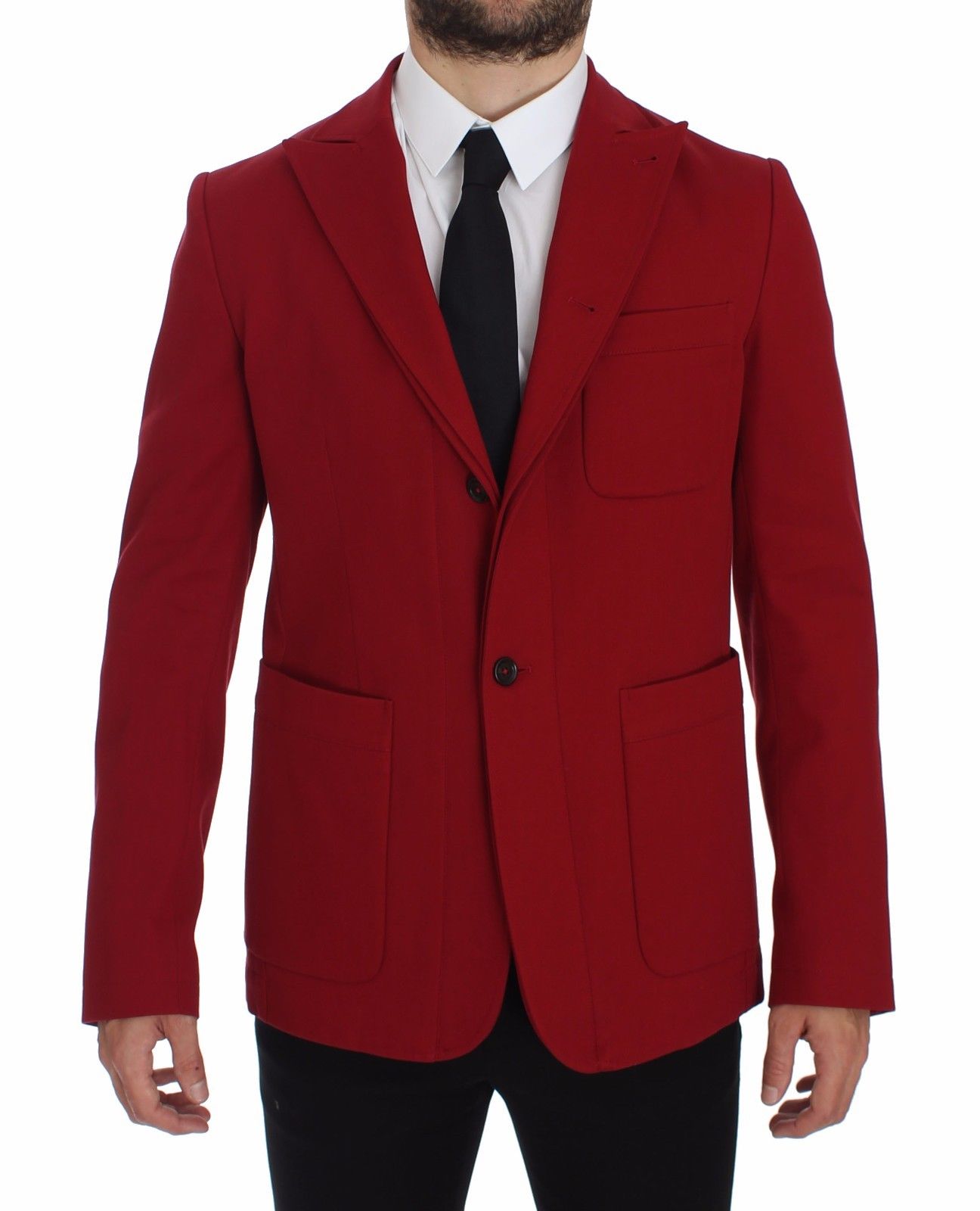 Dolce & Gabbana Elegant Red Cotton Stretch Two-Button Blazer