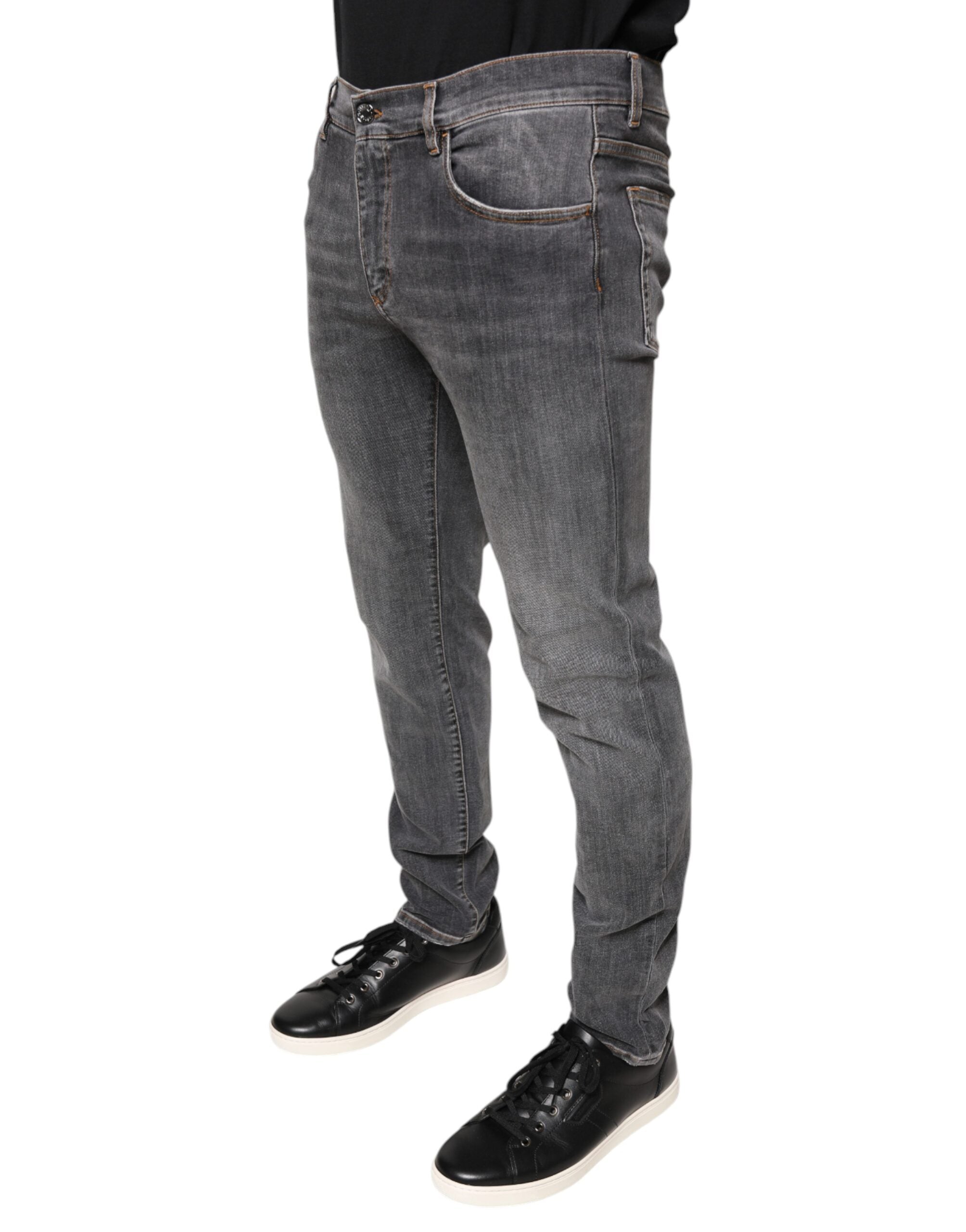 Dolce & Gabbana Dark Gray Cotton Stretch Skinny Denim Jeans