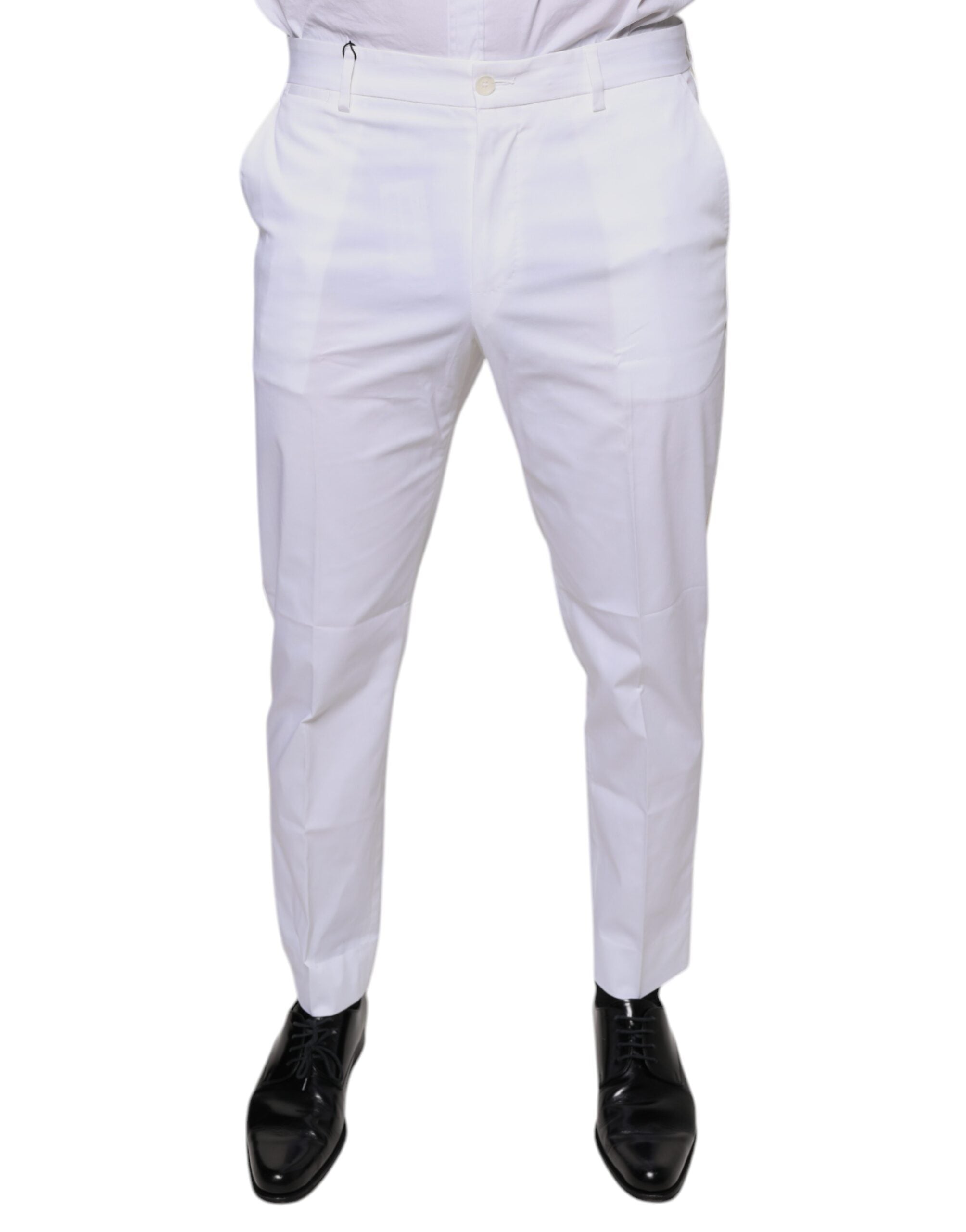 Dolce & Gabbana White Cotton Skinny Dress Pants