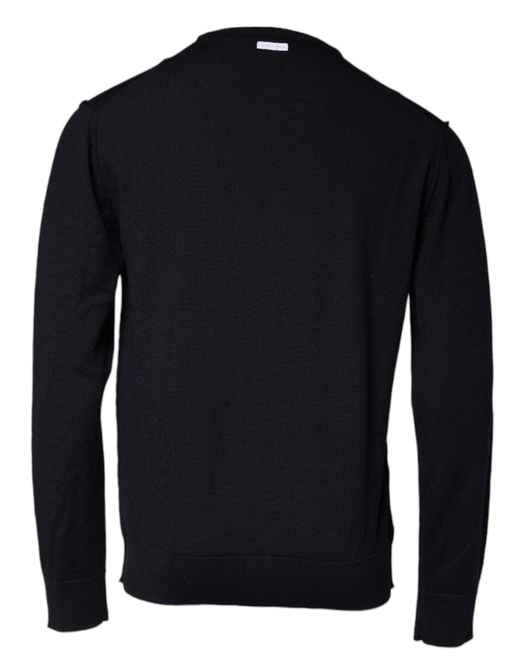 Dolce & Gabbana Black Wool Crew Neck Men Pullover Sweater