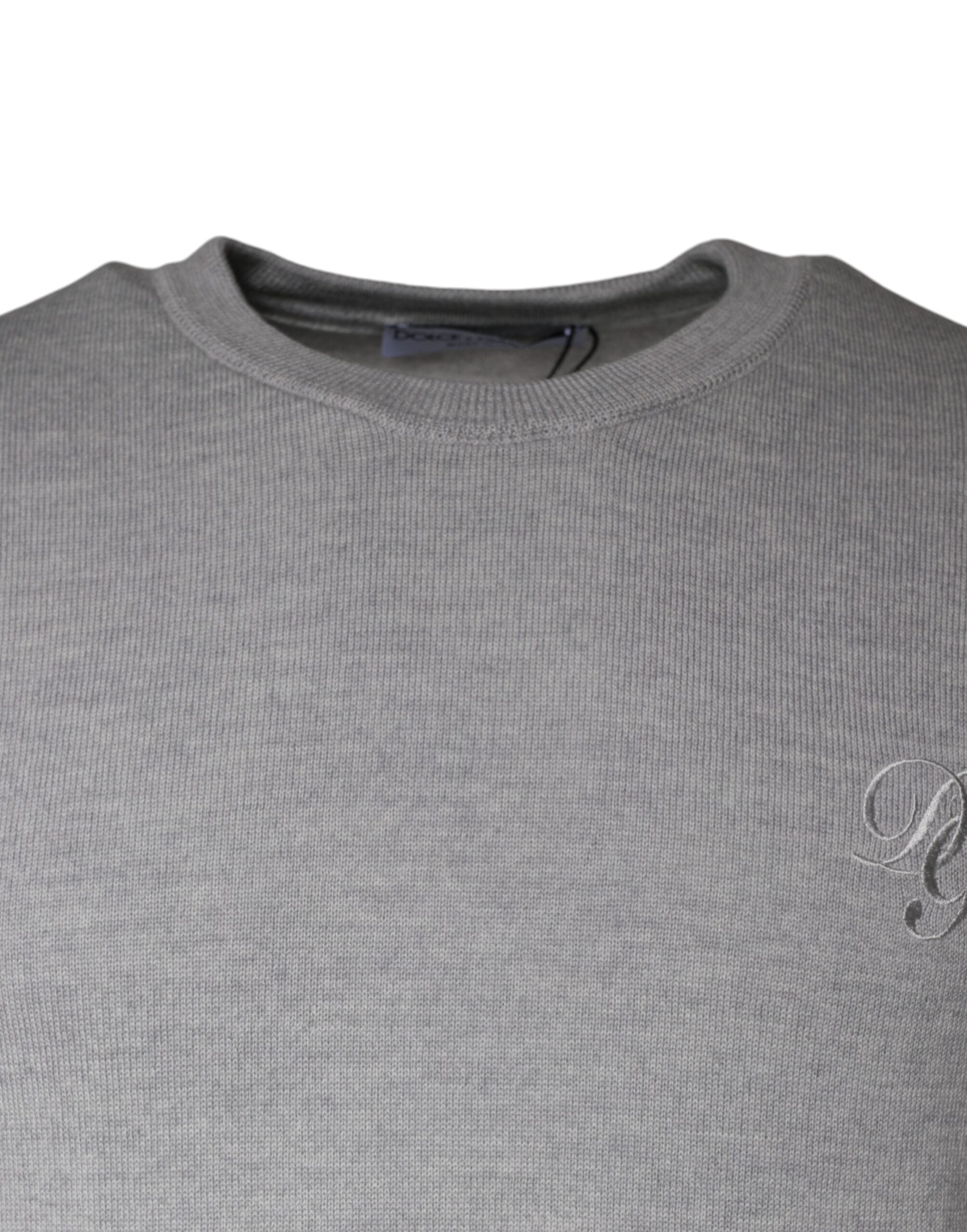 Dolce & Gabbana Light Gray Wool Crew Neck Pullover Sweater