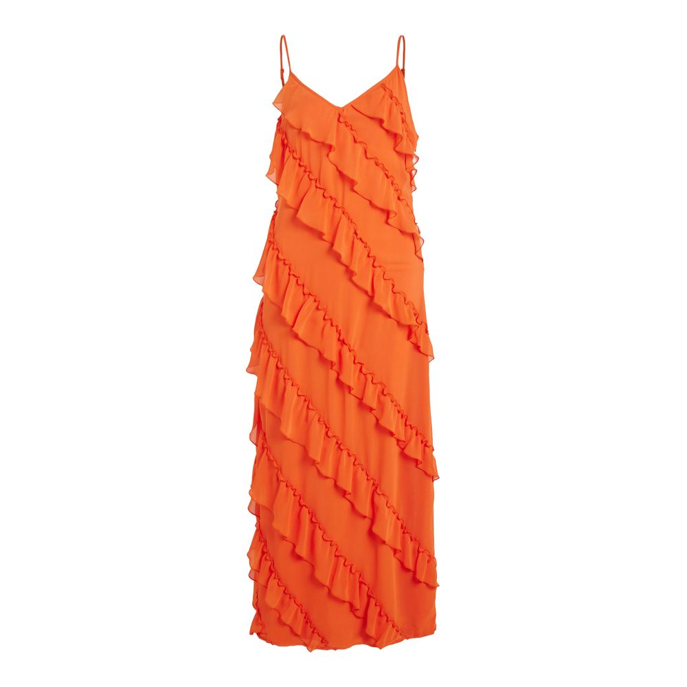 Vila Clothes Orange Polyester Dress