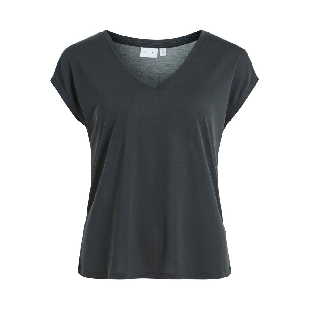 Vila Clothes Black Tencel Tops & T-Shirt