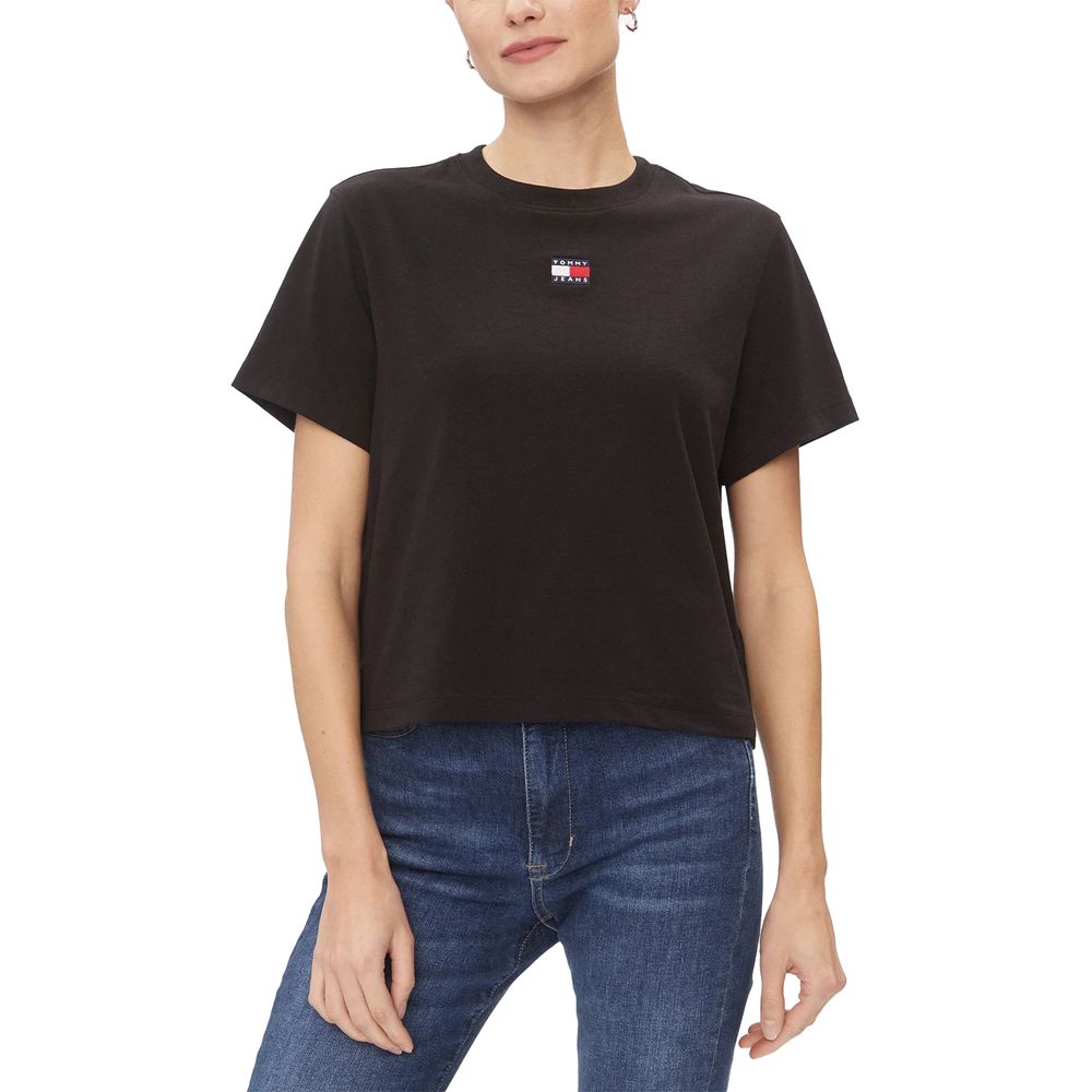 Tommy Hilfiger Jeans Black Recycled Cotton Tops & T-Shirt