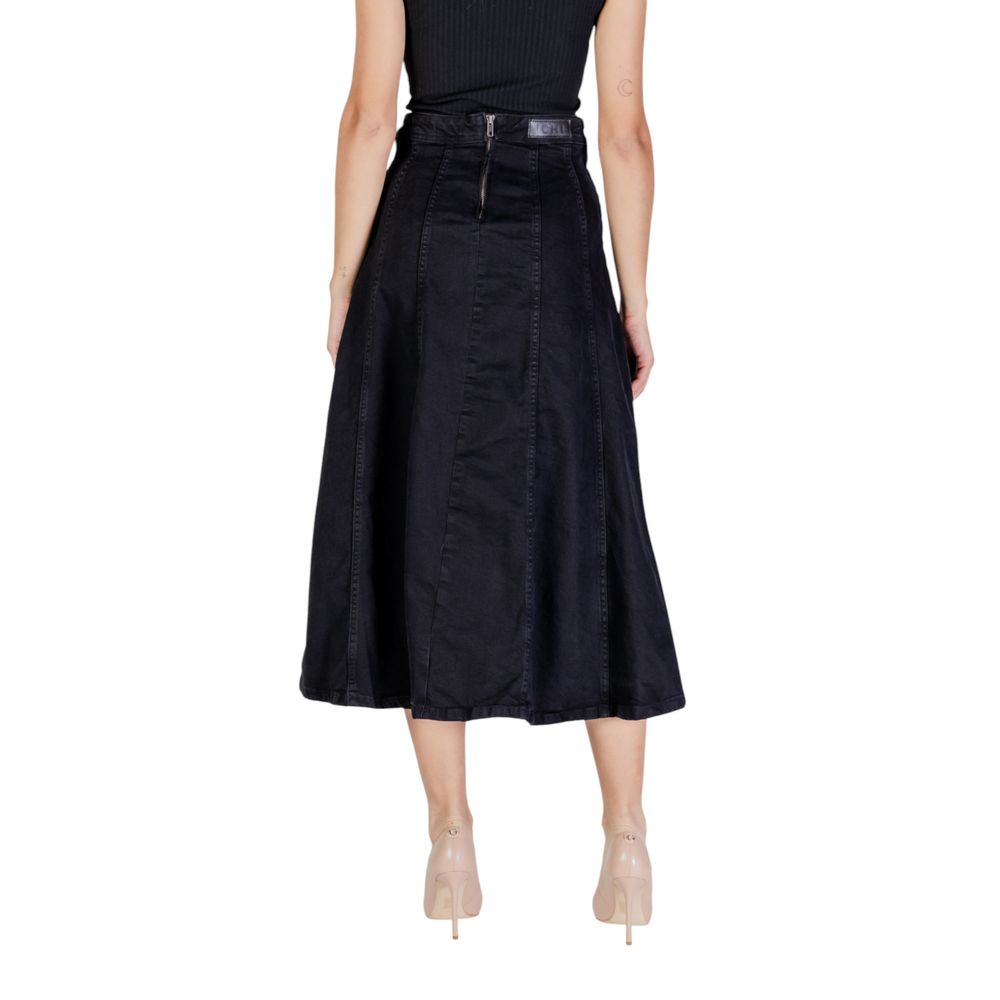 ICHI Black Cotton Skirt