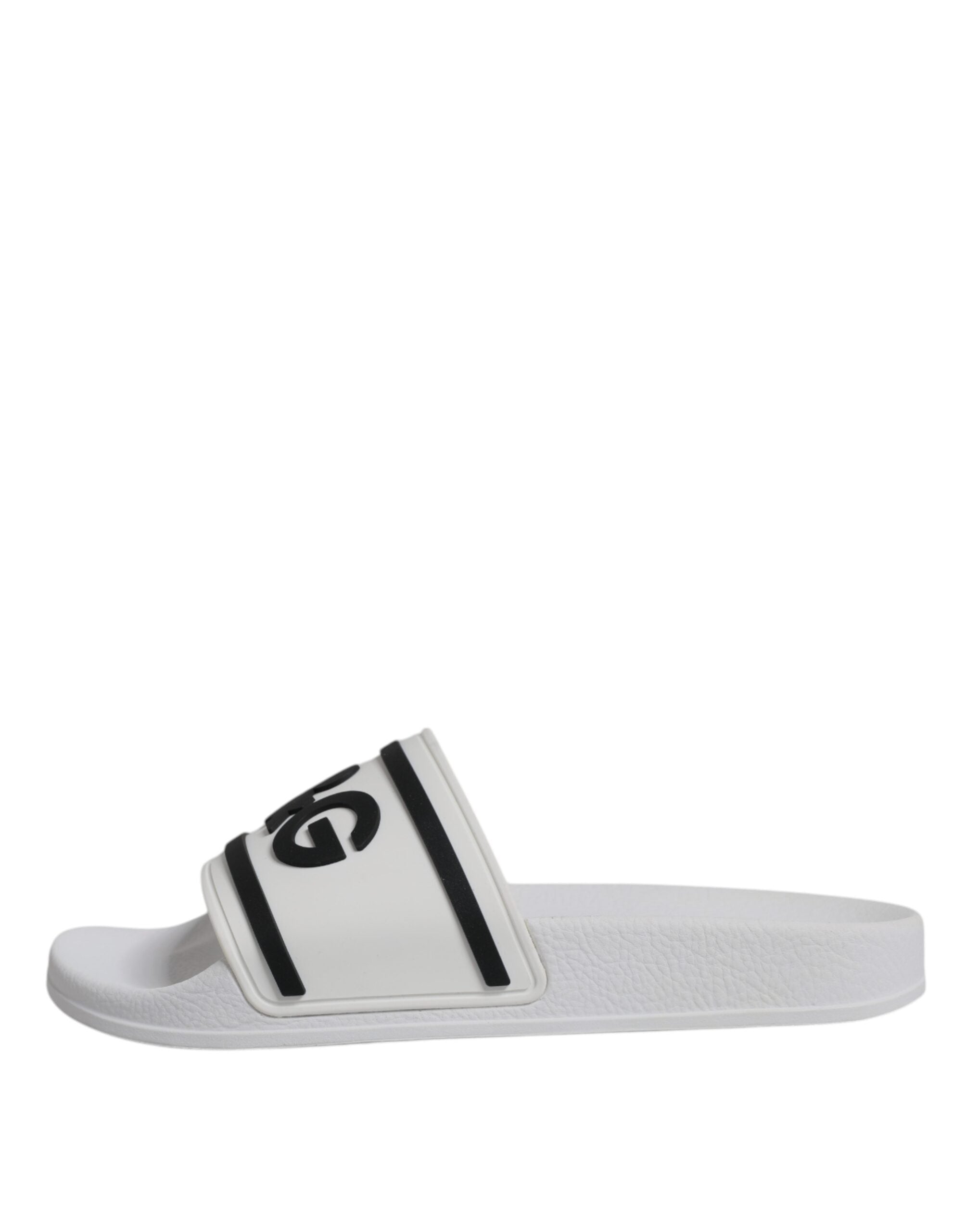 Dolce & Gabbana White Rubber Slides Sandals Beachwear Shoes