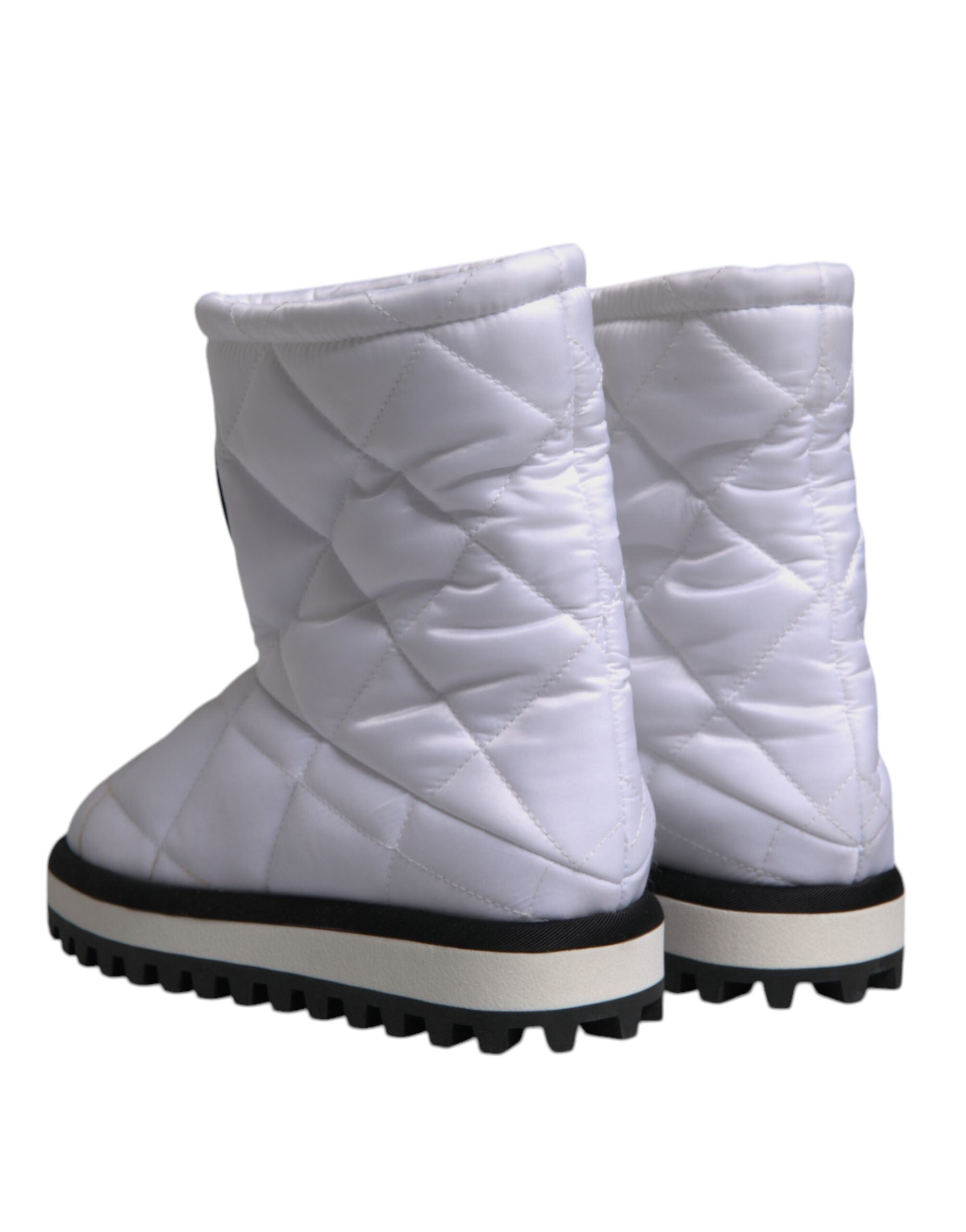 Dolce & Gabbana White Viscose Padded Mid Calf Boots Shoes