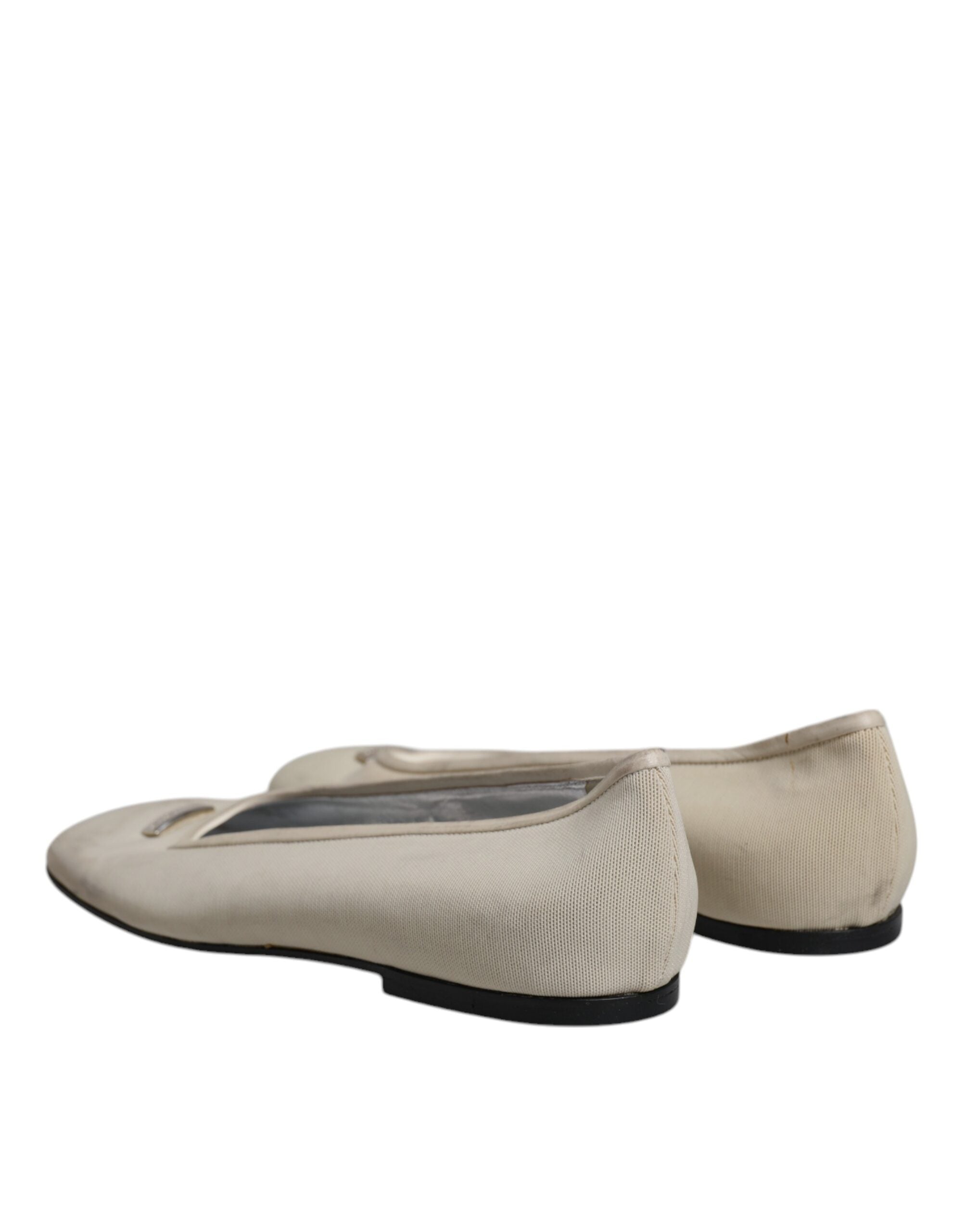 Dolce & Gabbana Beige Fabric Slip On Ballerina Flats Shoes