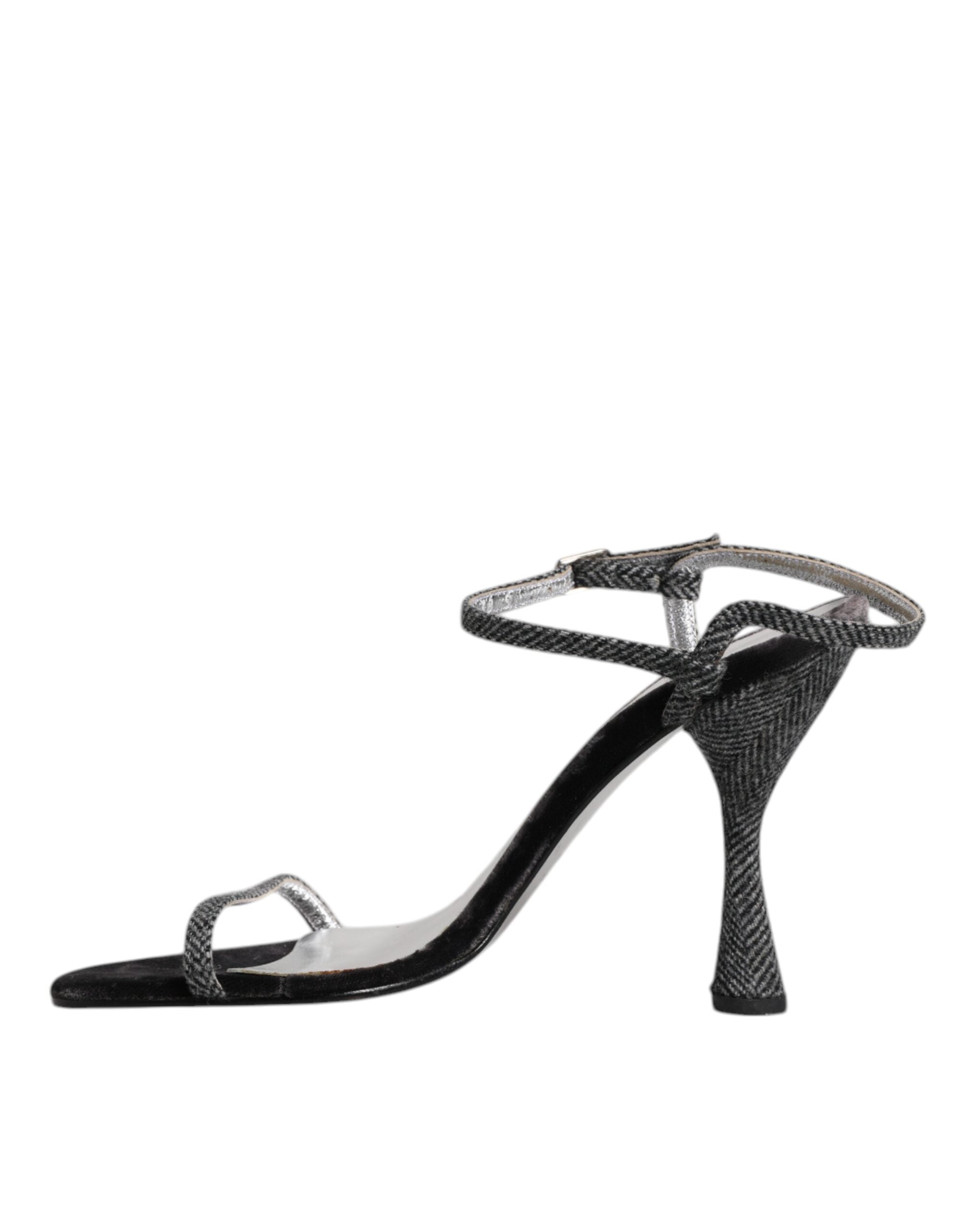 Dolce & Gabbana Black Ankle Strap High Heels Sandals Shoes