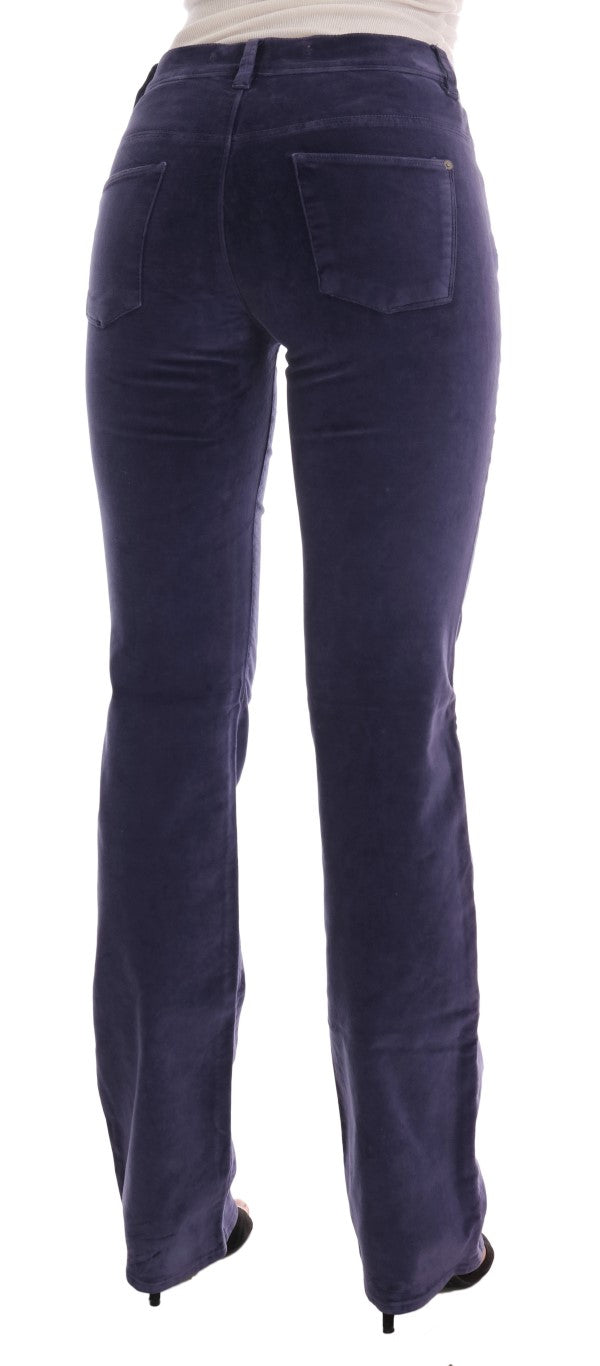 Ermanno Scervino Chic Purple Corduroy Bootcut Flare Pants