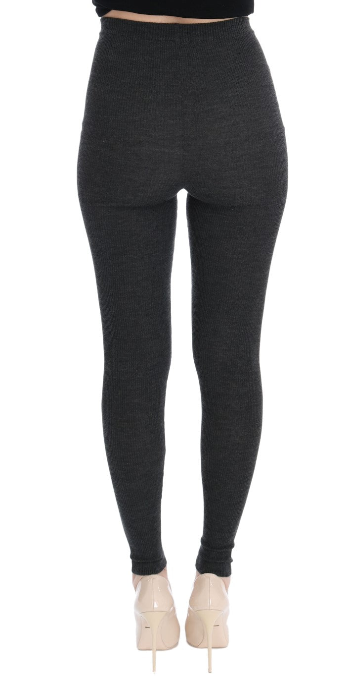 Dolce & Gabbana Elegant Gray High-Waist Wool Tights Pants