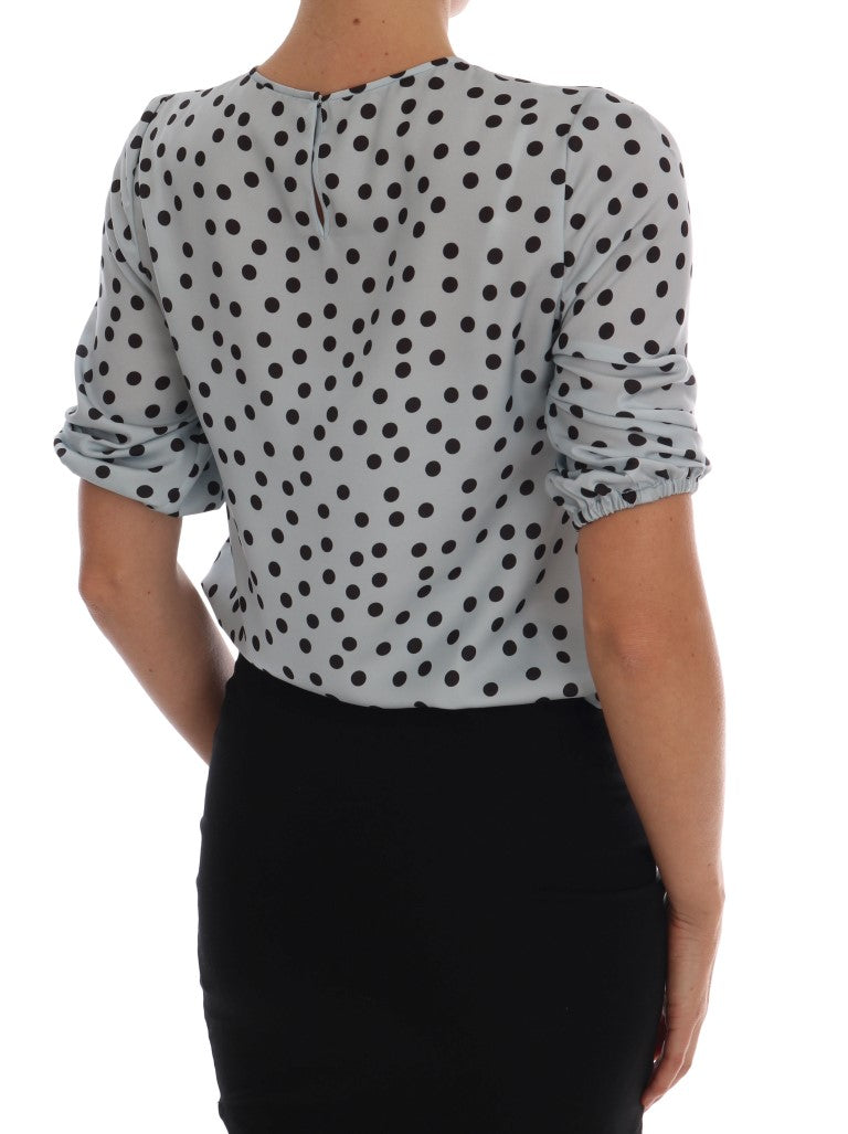 Dolce & Gabbana Polka Dotted Silk Blouse Top