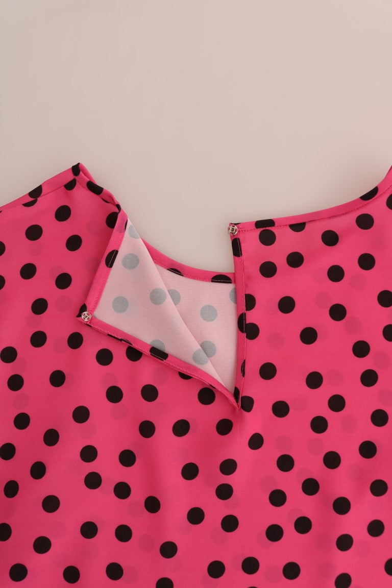 Dolce & Gabbana Chic Pink Polka Dotted Silk Blouse