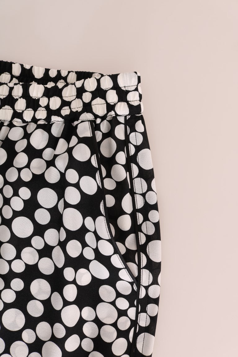 Dolce & Gabbana Elegant Polka Dot Silk High-Waist Pants