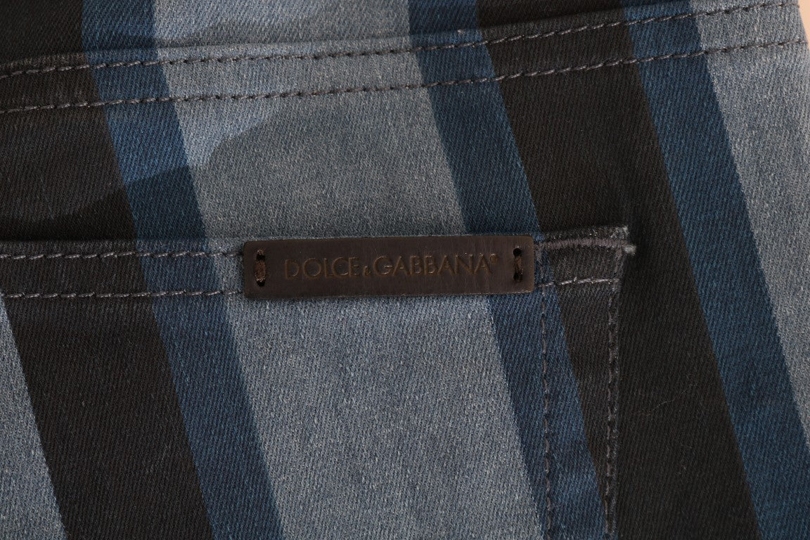 Dolce & Gabbana Chic Blue Striped Slim Fit Girly Jeans