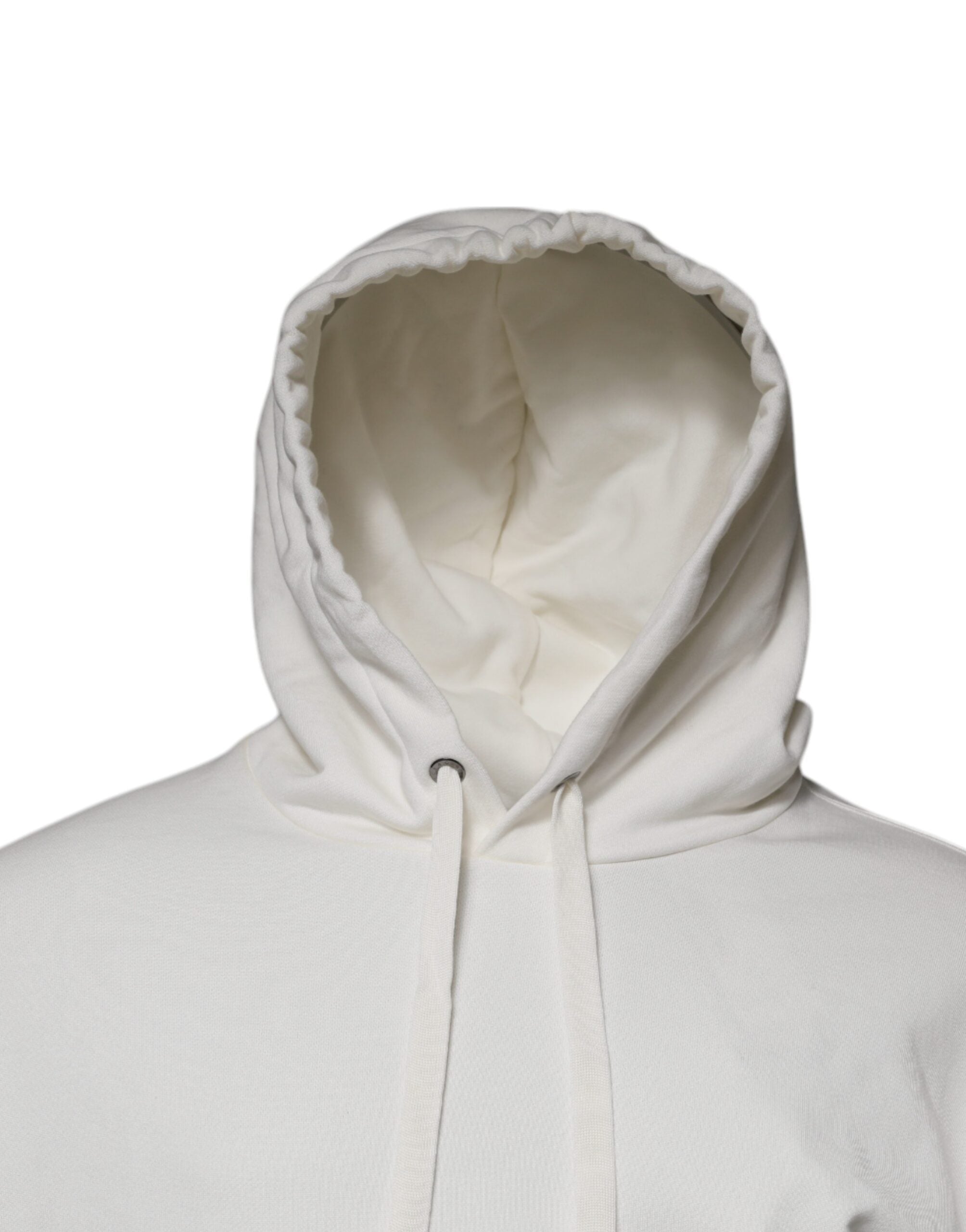 Dolce & Gabbana White Logo Hooded Pullover Men Sweatshirt Sweater