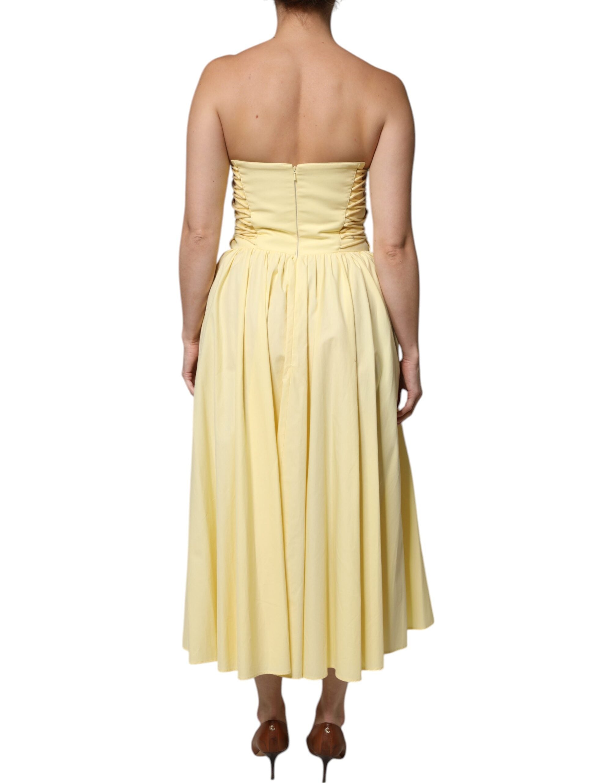 Philosophy Yellow Cotton Corset Midi Dress