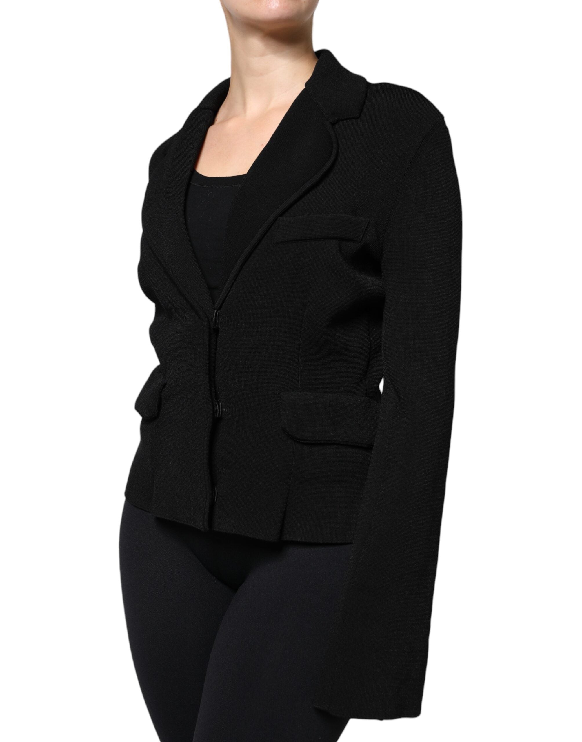 Dolce & Gabbana Black Viscose Single Breasted Blazer Jacket