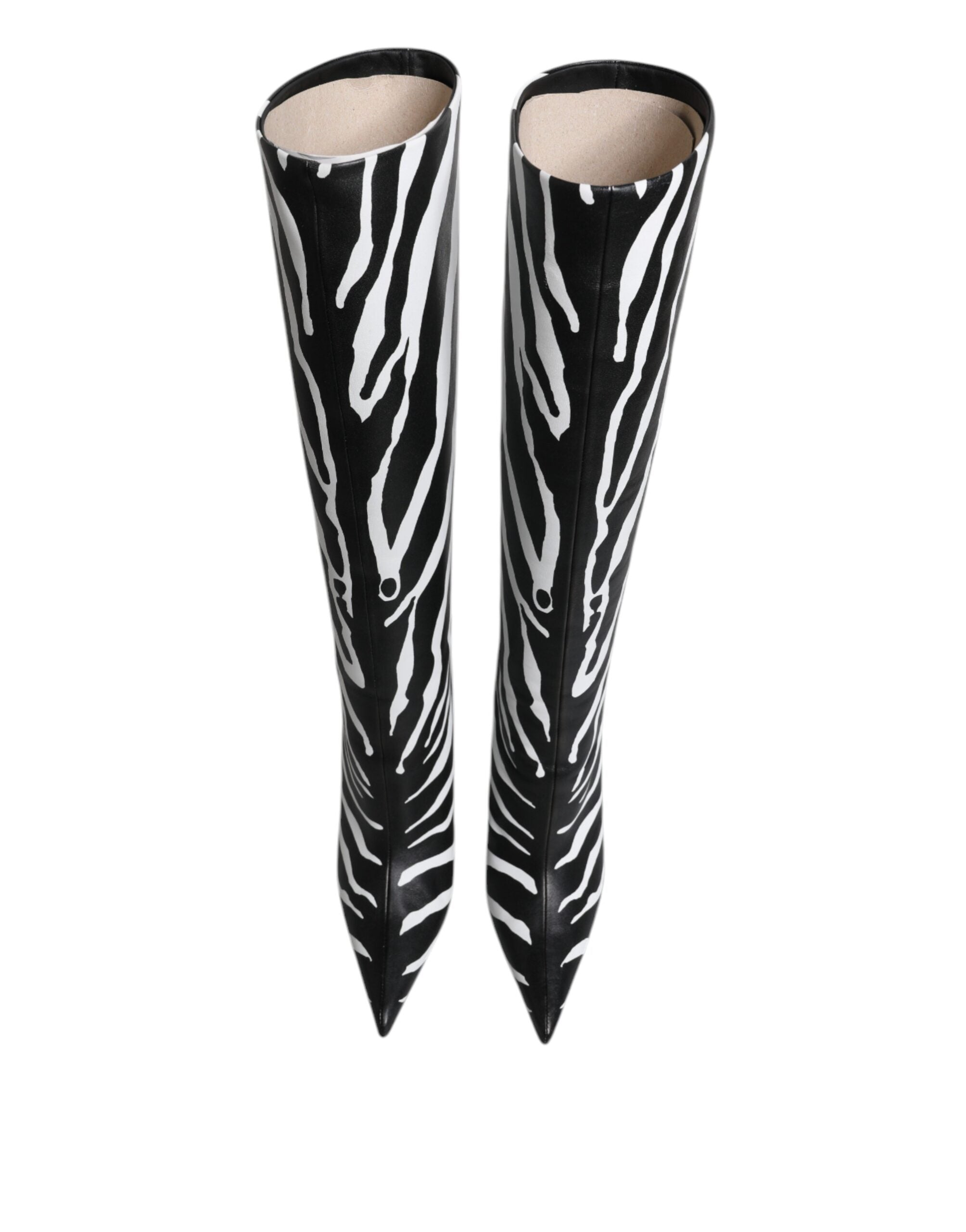 Dolce & Gabbana Black White Zebra Heels High Boots Shoes