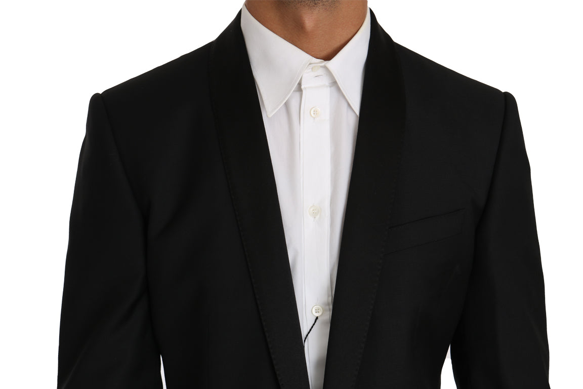 Dolce & Gabbana Elegant Slim Black Wool Silk Blend Blazer