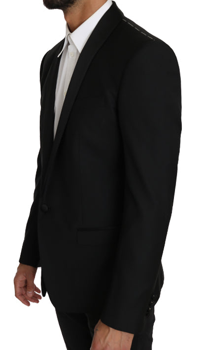 Dolce & Gabbana Elegant Slim Black Wool Silk Blend Blazer