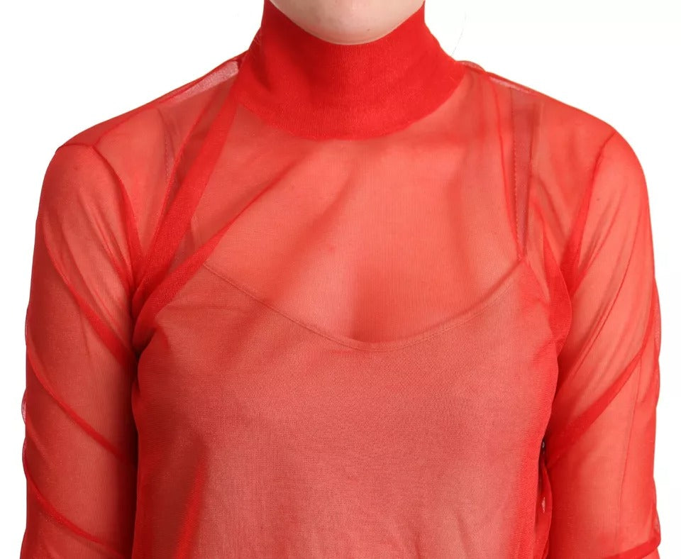 Dolce & Gabbana Orange Semi Transparent Blouse Sweater