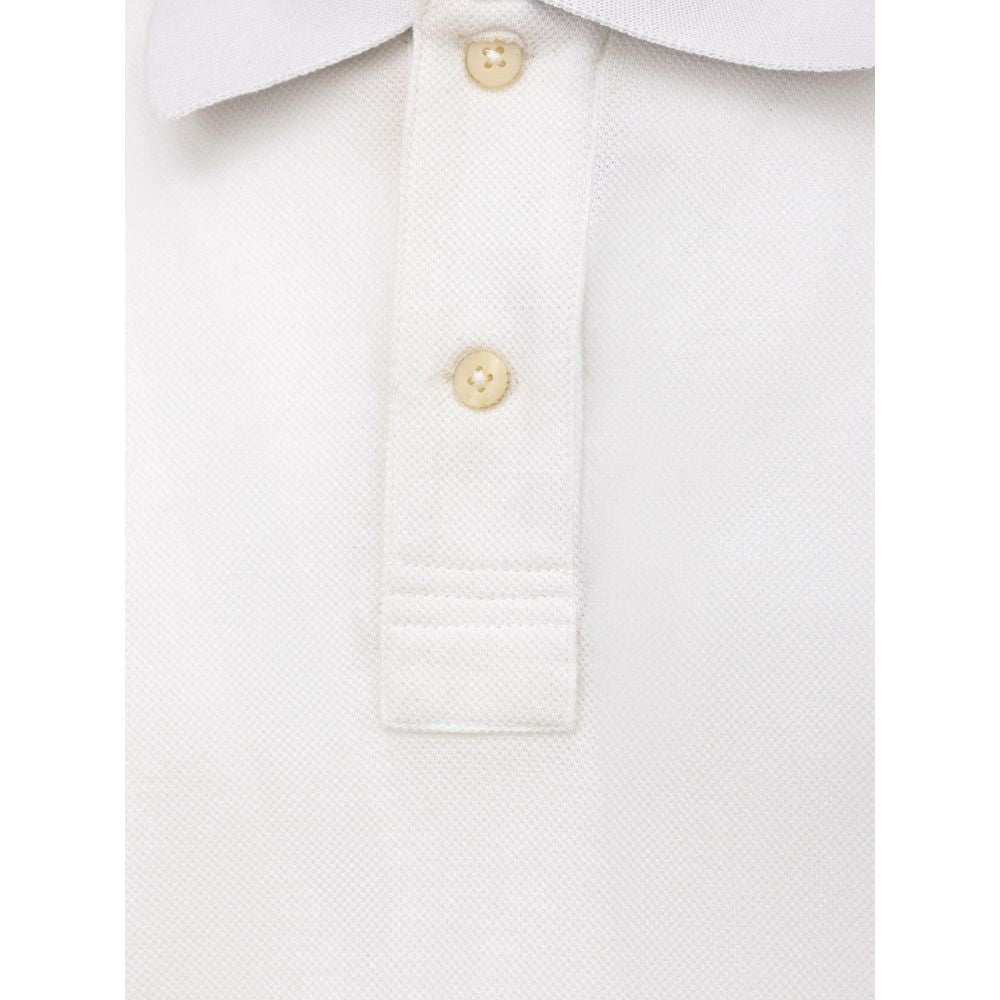 Canali White Cotton Polo Shirt