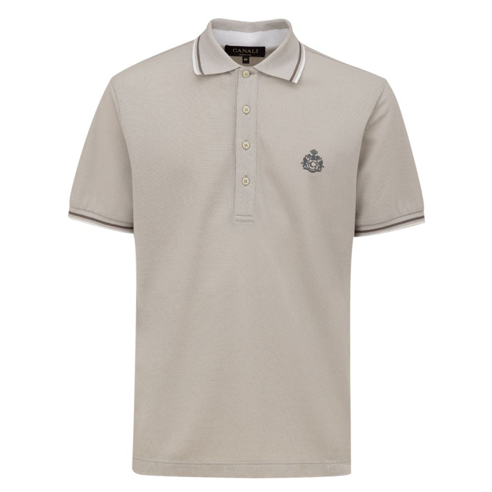 Canali Gray Cotton Polo Shirt