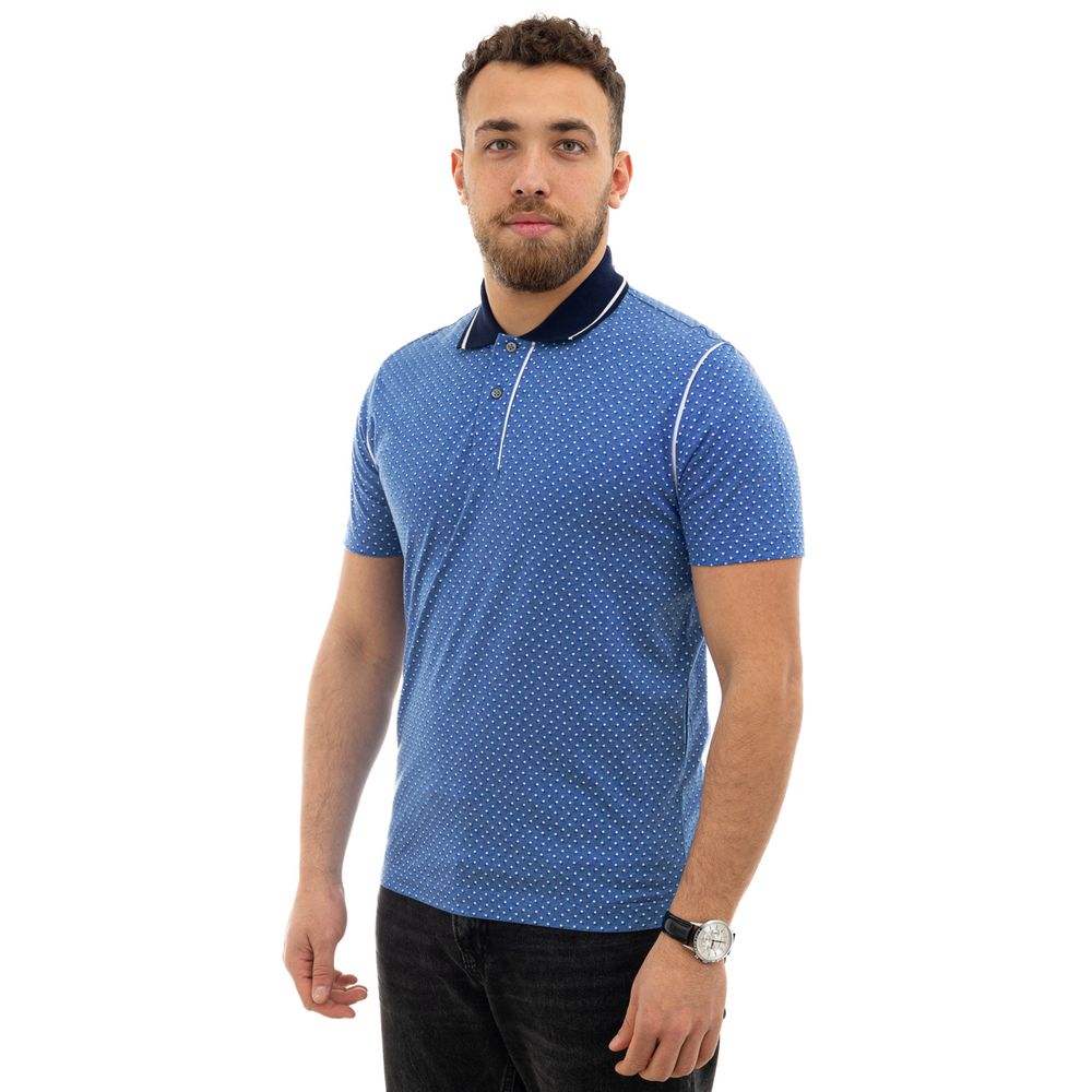 Canali Blue Cotton Polo Shirt