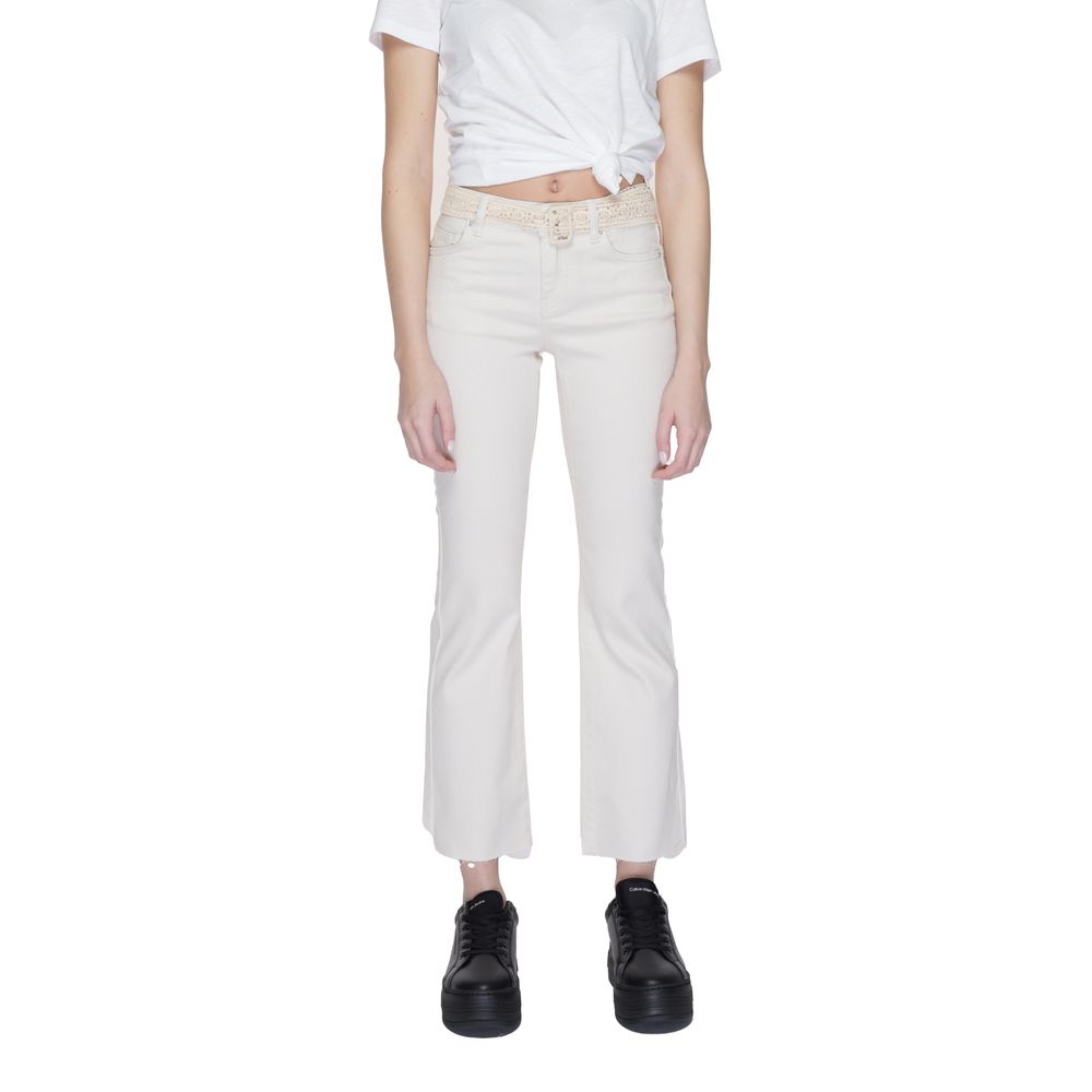 Vero Moda Beige Cotton Jeans & Pant