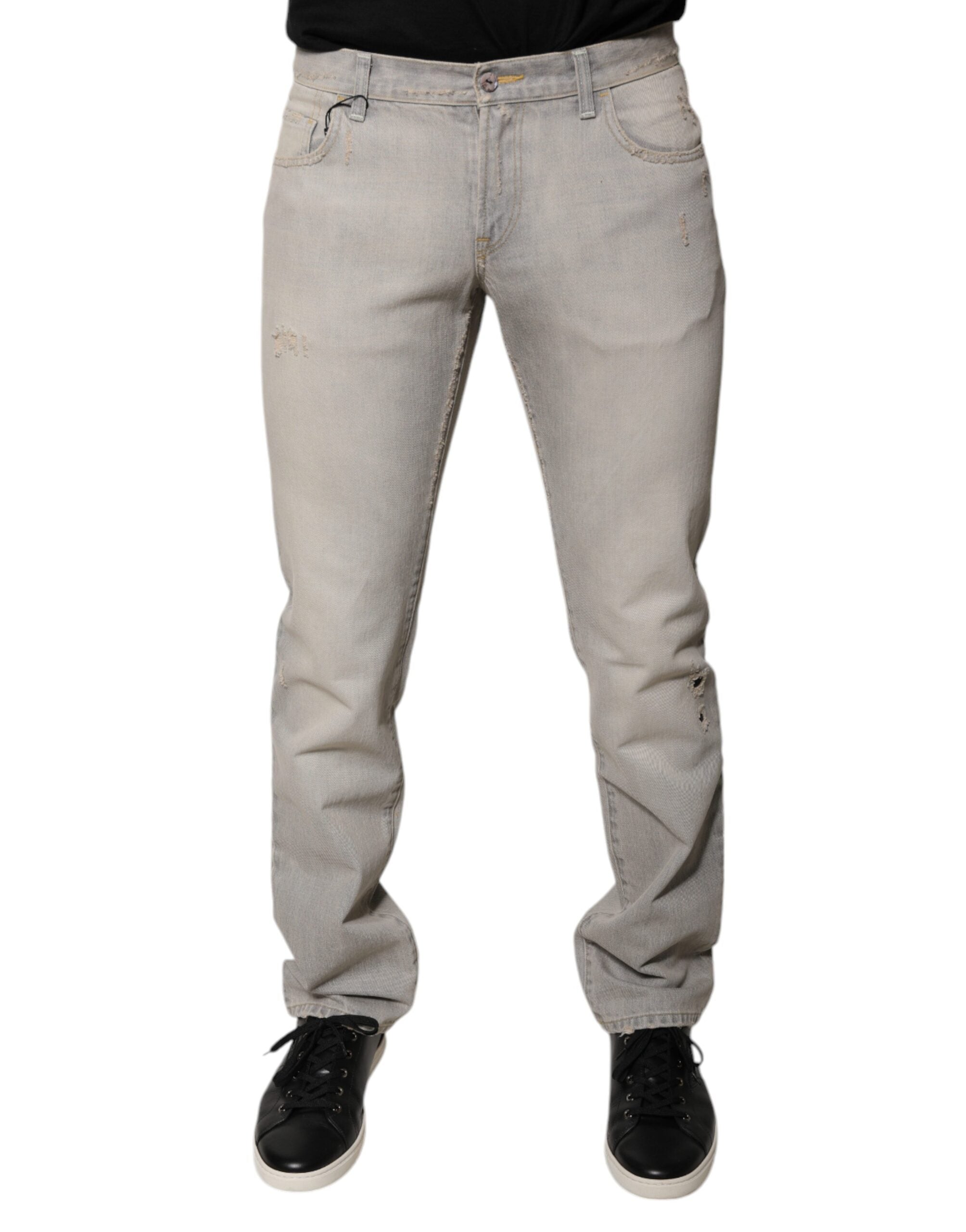 Dolce & Gabbana Gray Cotton Skinny Denim Jeans