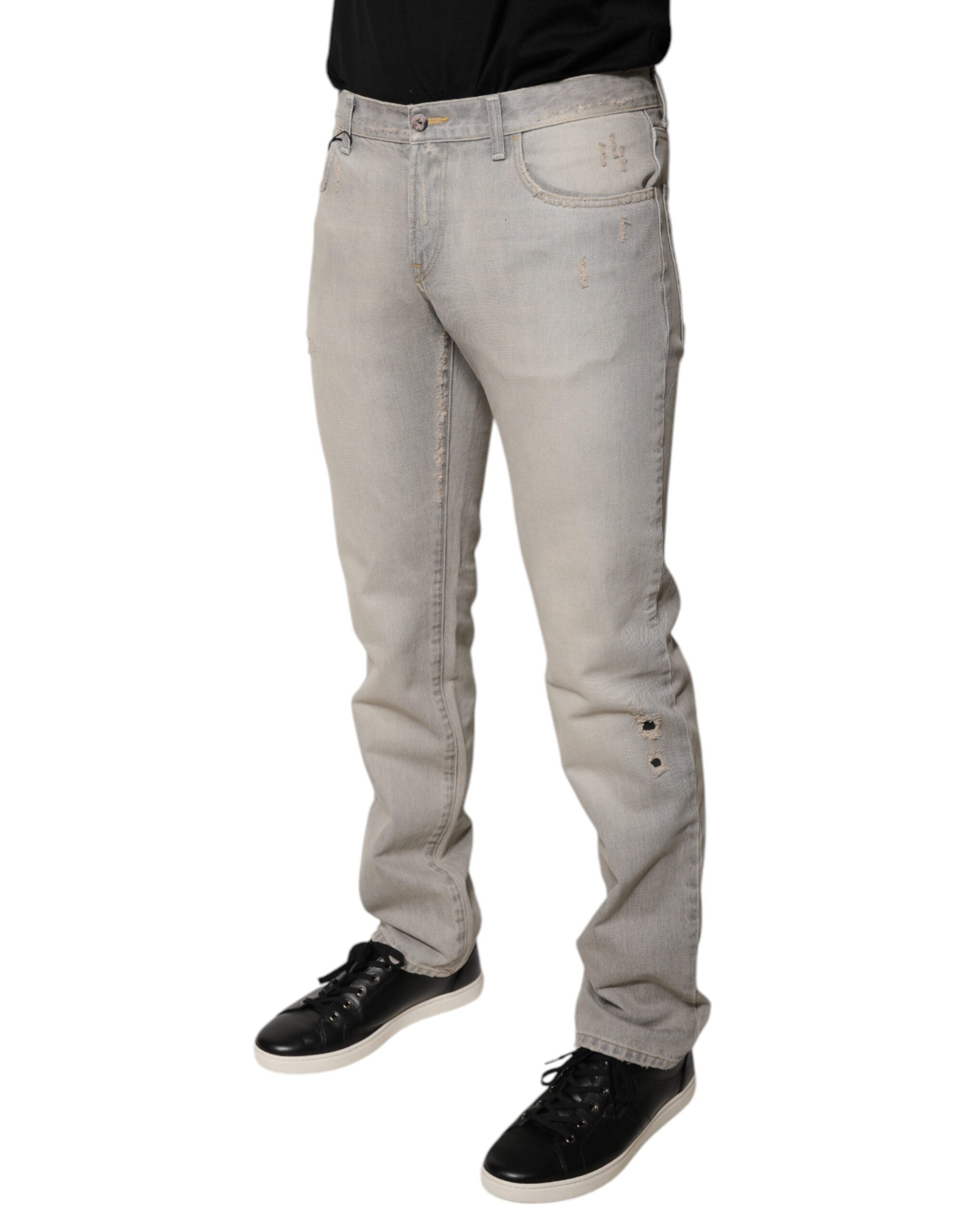 Dolce & Gabbana Gray Cotton Skinny Denim Jeans