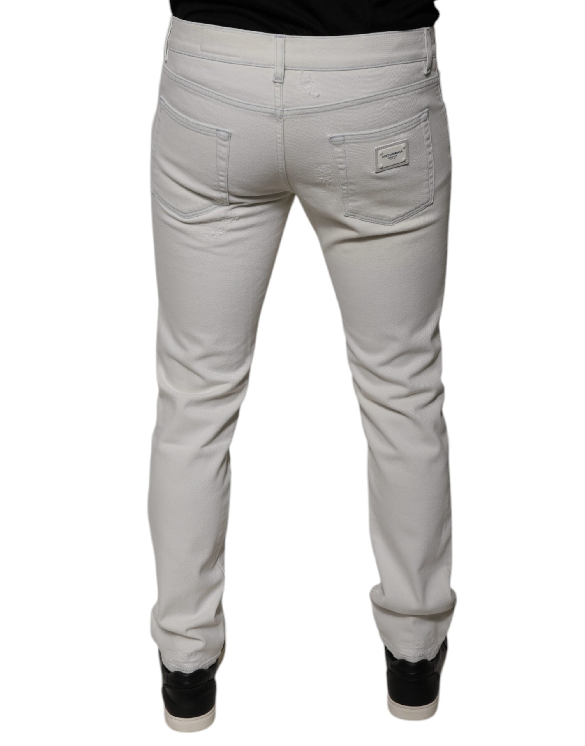 Dolce & Gabbana White Cotton Skinny Denim Jeans