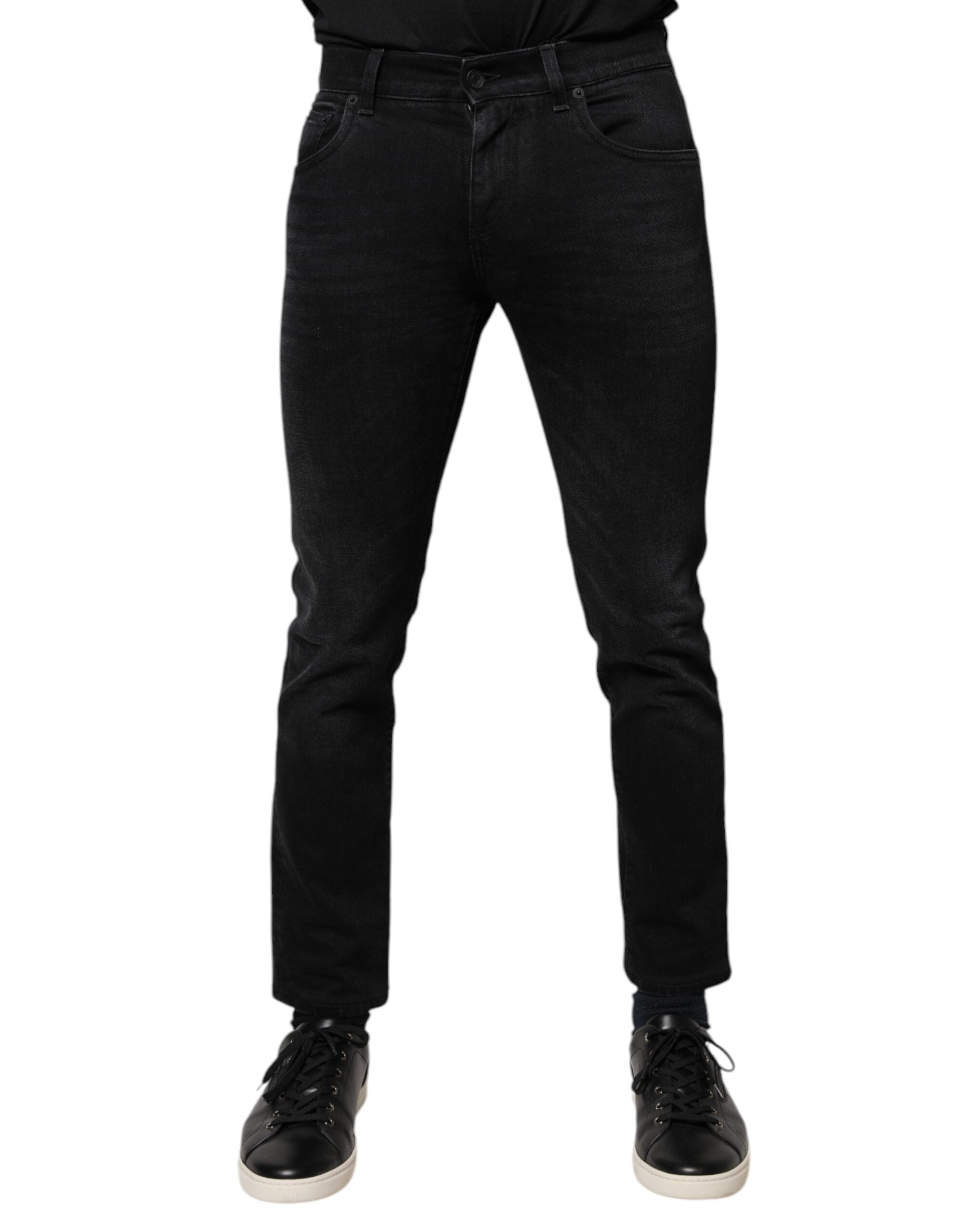 Dolce & Gabbana Black Cotton Stretch Skinny Men Denim Jeans