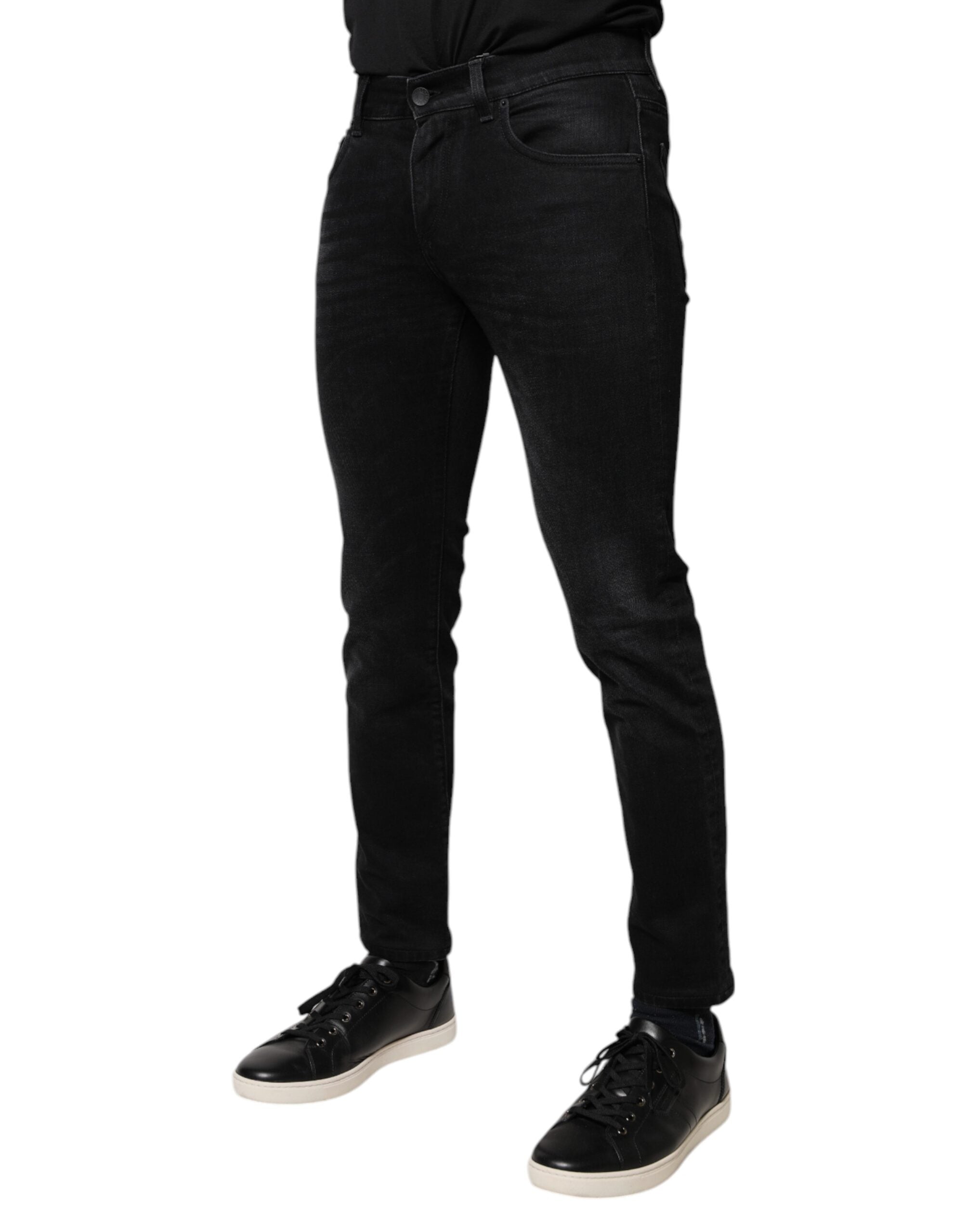 Dolce & Gabbana Black Cotton Stretch Skinny Men Denim Jeans