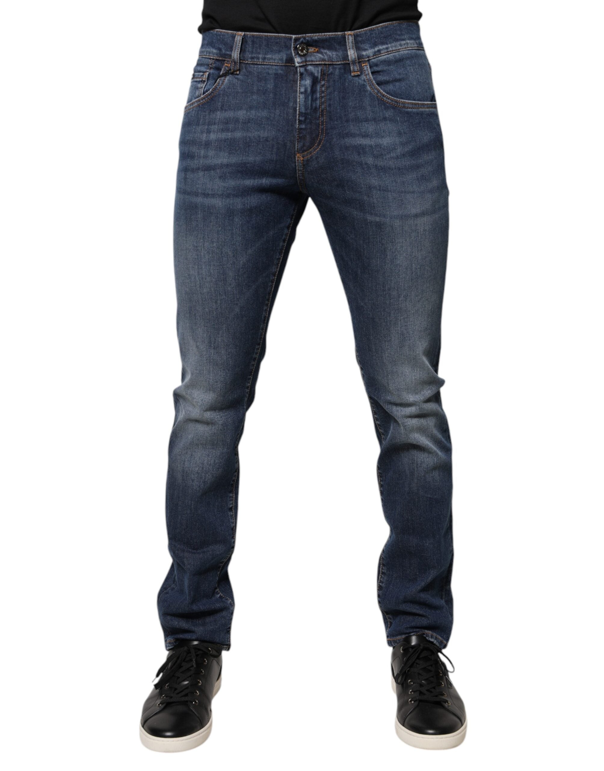 Dolce & Gabbana Blue Cotton DG Crown Slim Fit Denim Jeans