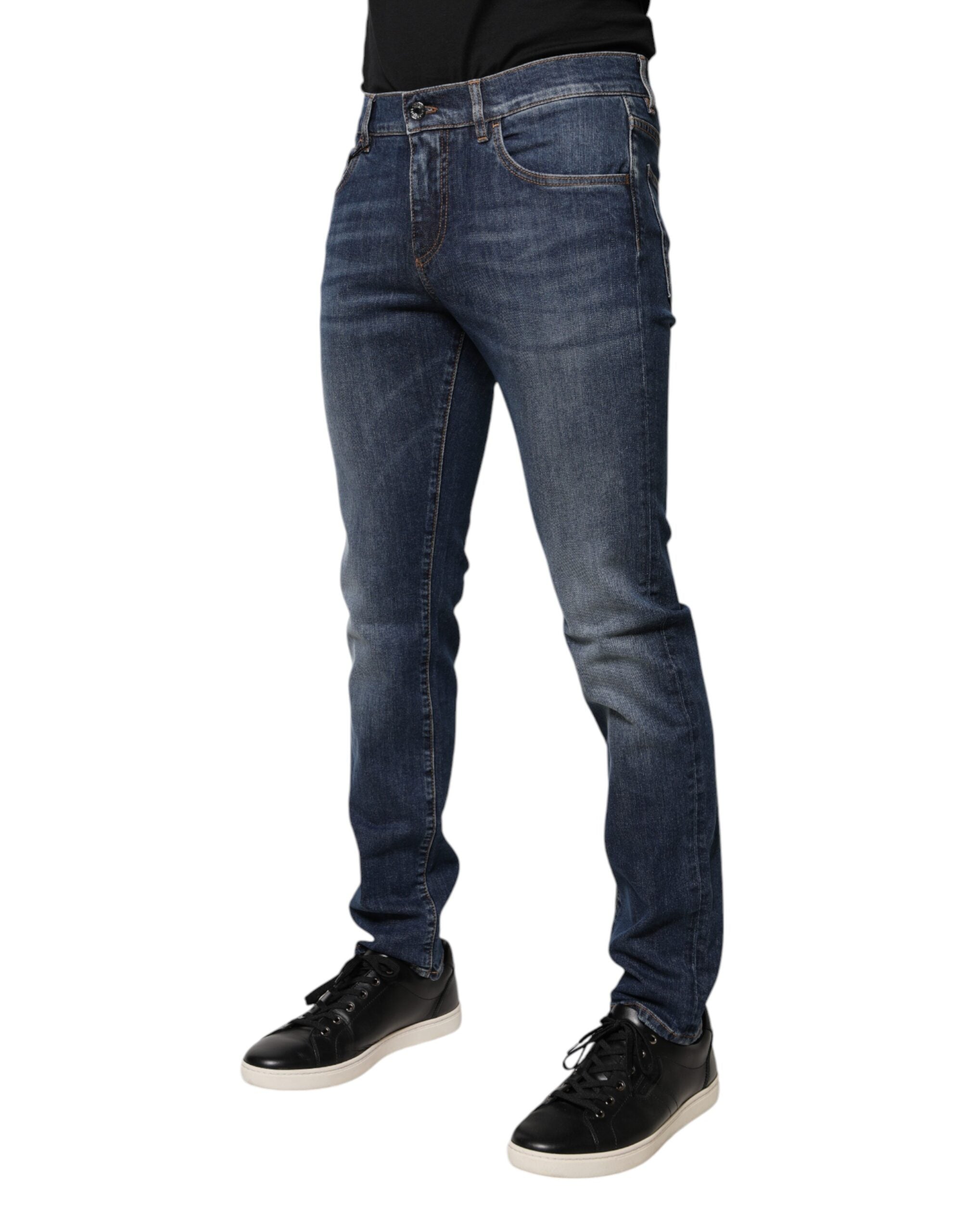 Dolce & Gabbana Blue Cotton DG Crown Slim Fit Denim Jeans