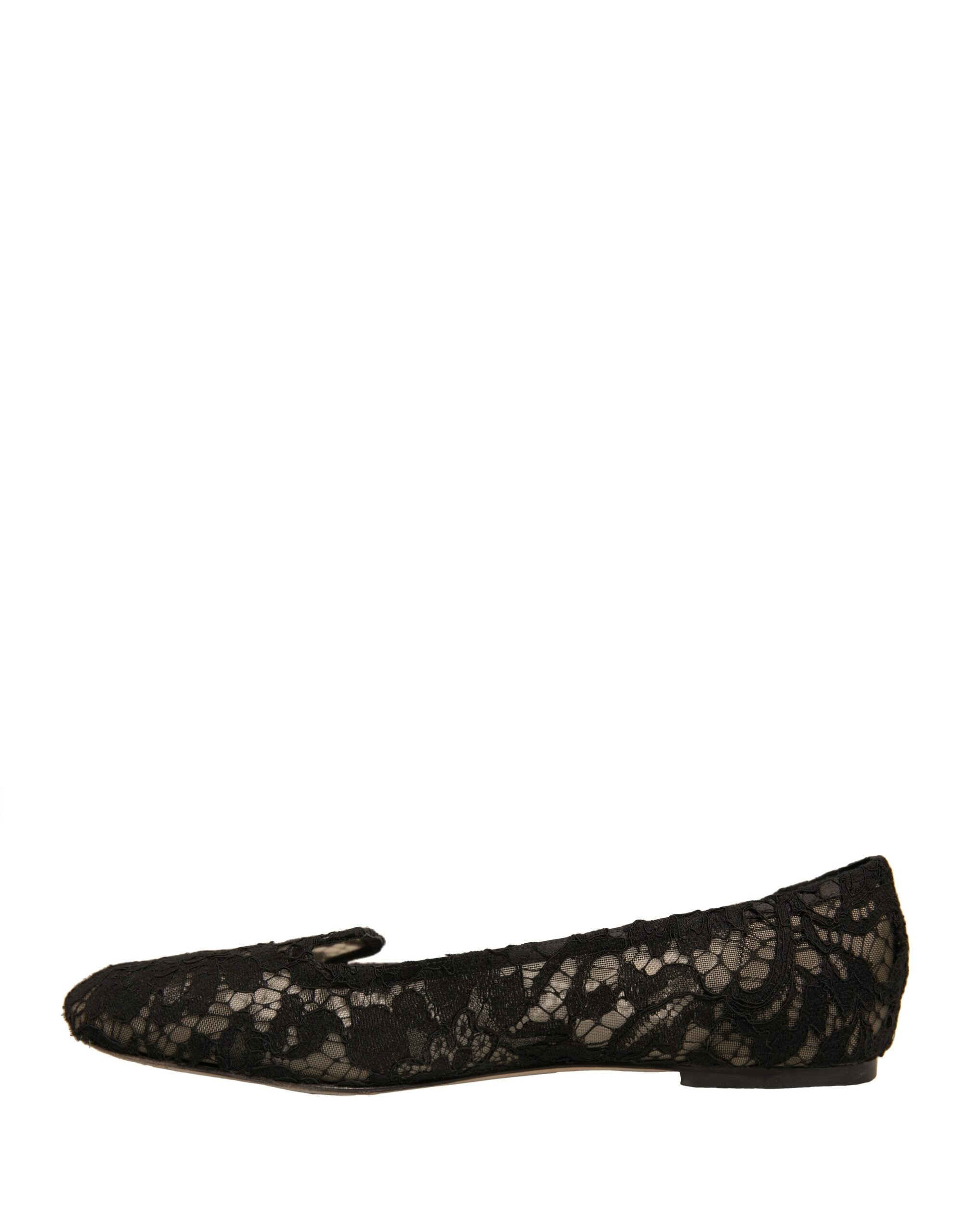 Dolce & Gabbana Black Taormina Lace Slip On Flats Shoes