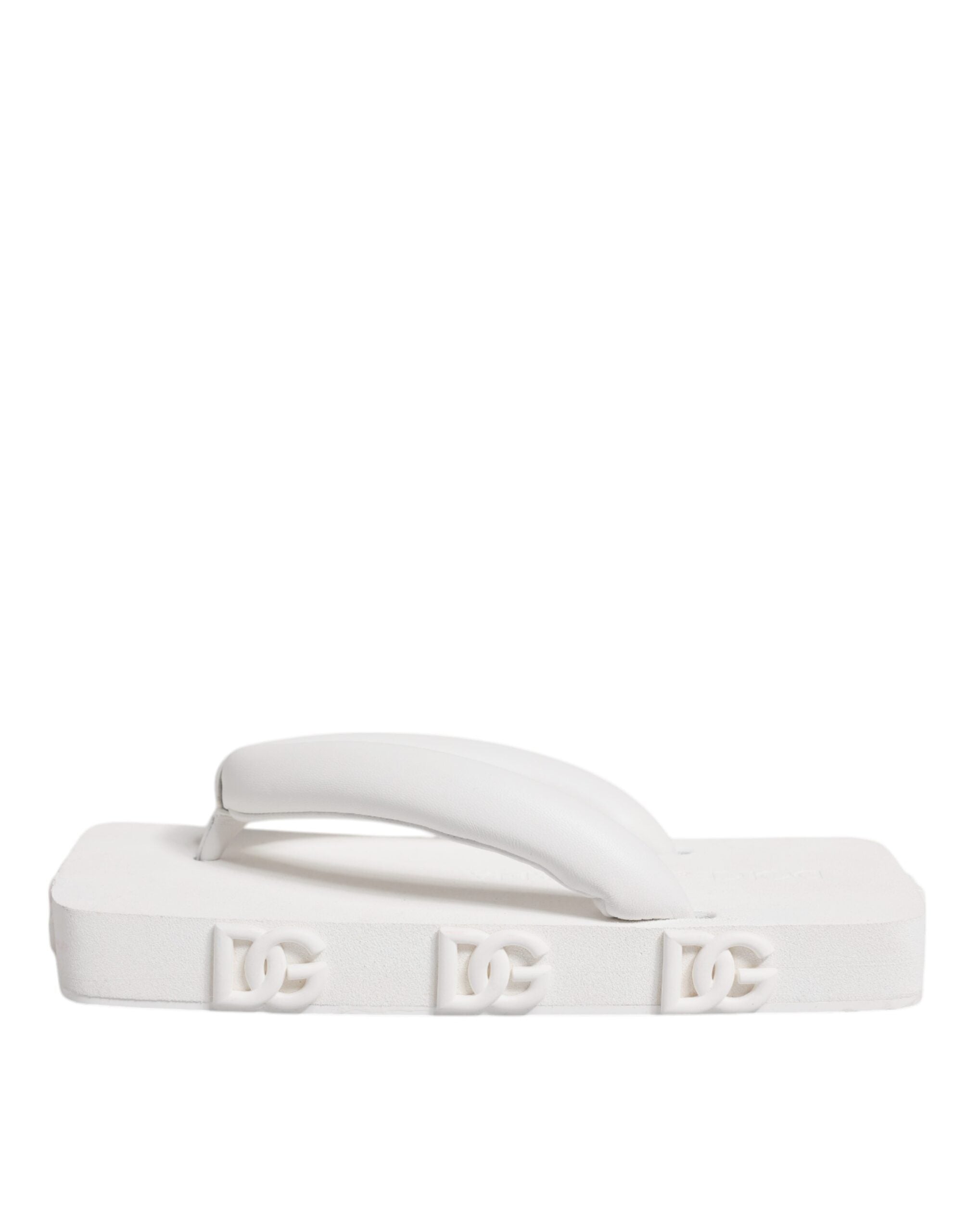 Dolce & Gabbana White Rubber Slides Flats Sandals Shoes