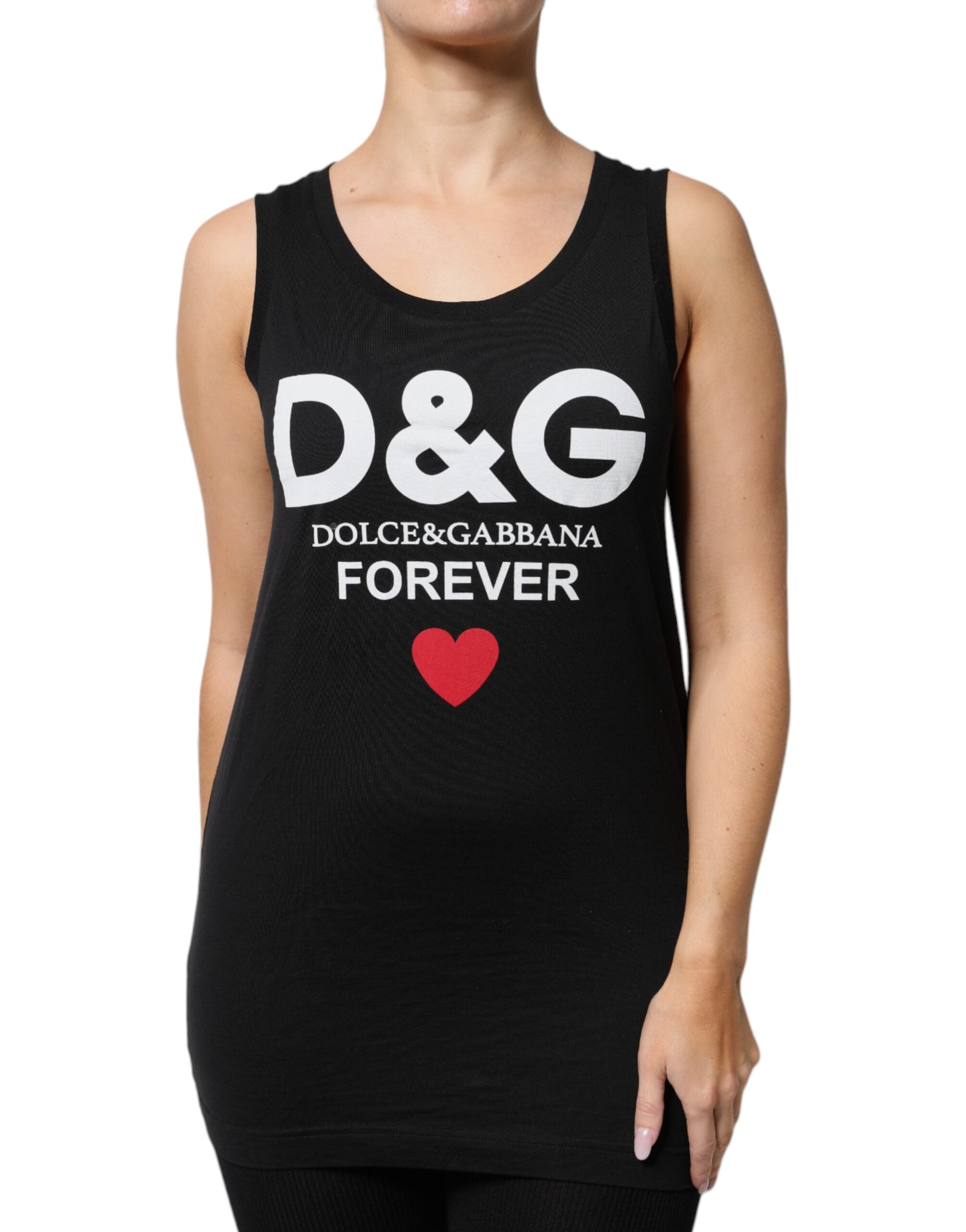 Dolce & Gabbana Black White DG Logo Sleeveless Tank Top