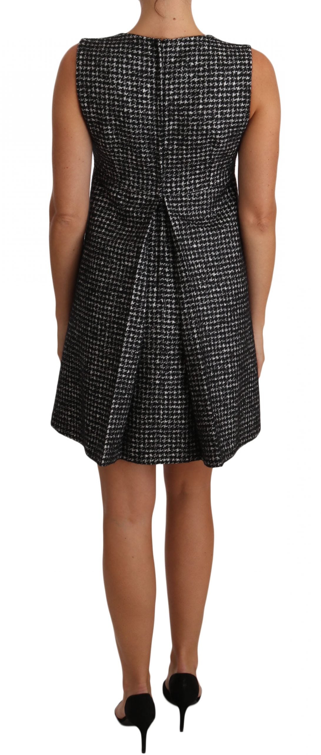 Dolce & Gabbana Houndstooth Floral Appliqué Shift Dress