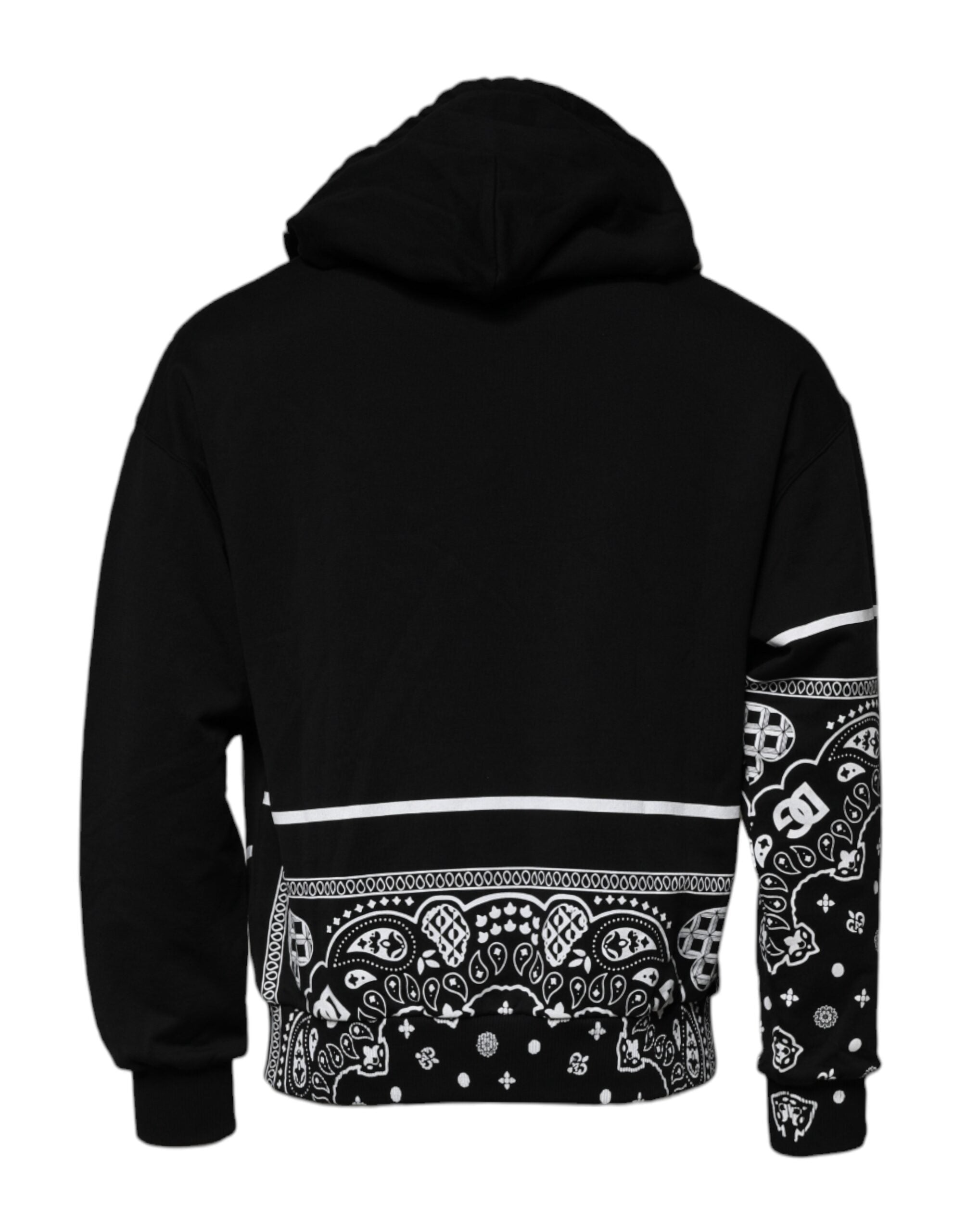 Dolce & Gabbana Black Bandana Hooded Men Sweatshirt Sweater